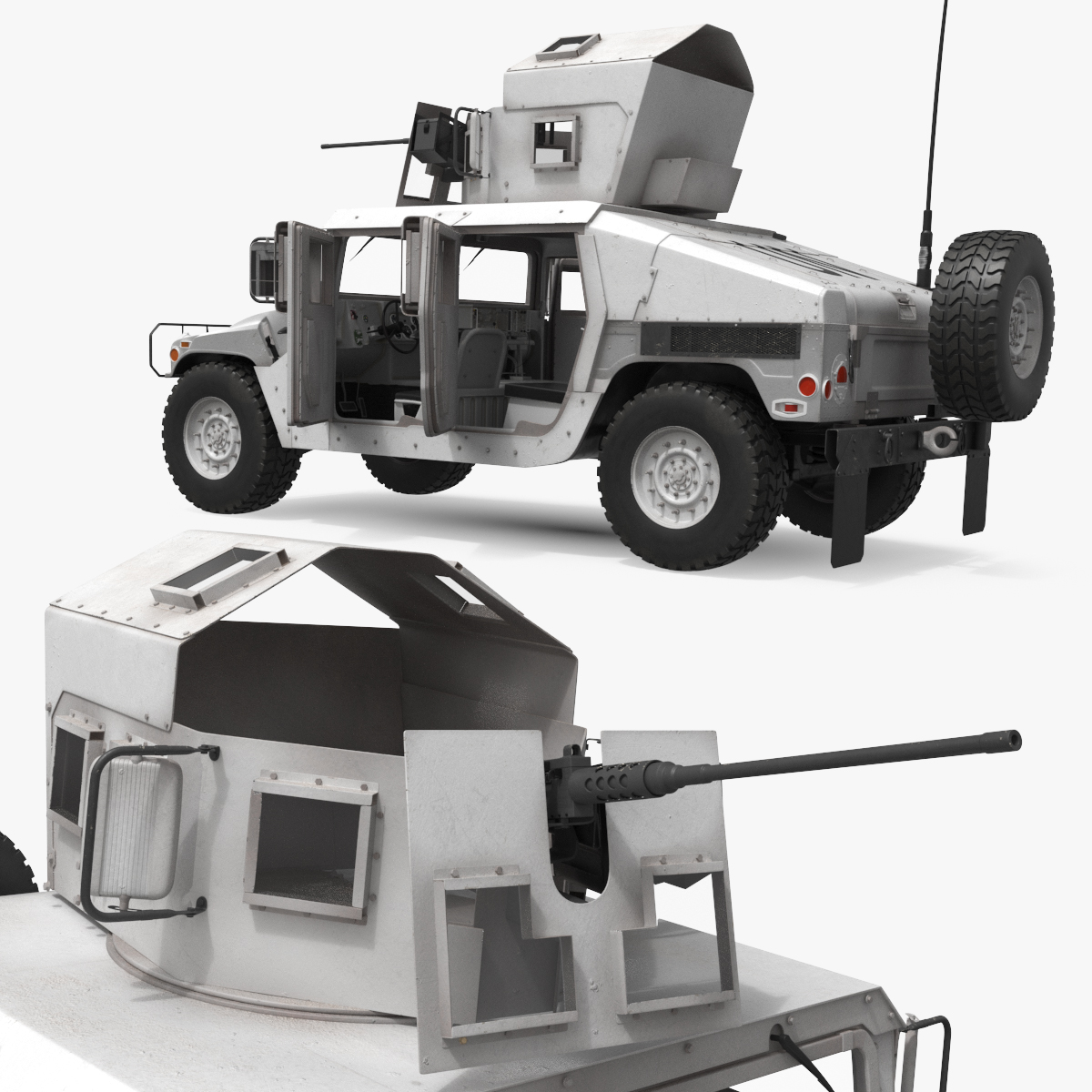 Hummer UN Gun Truck Rigged 3D model preview