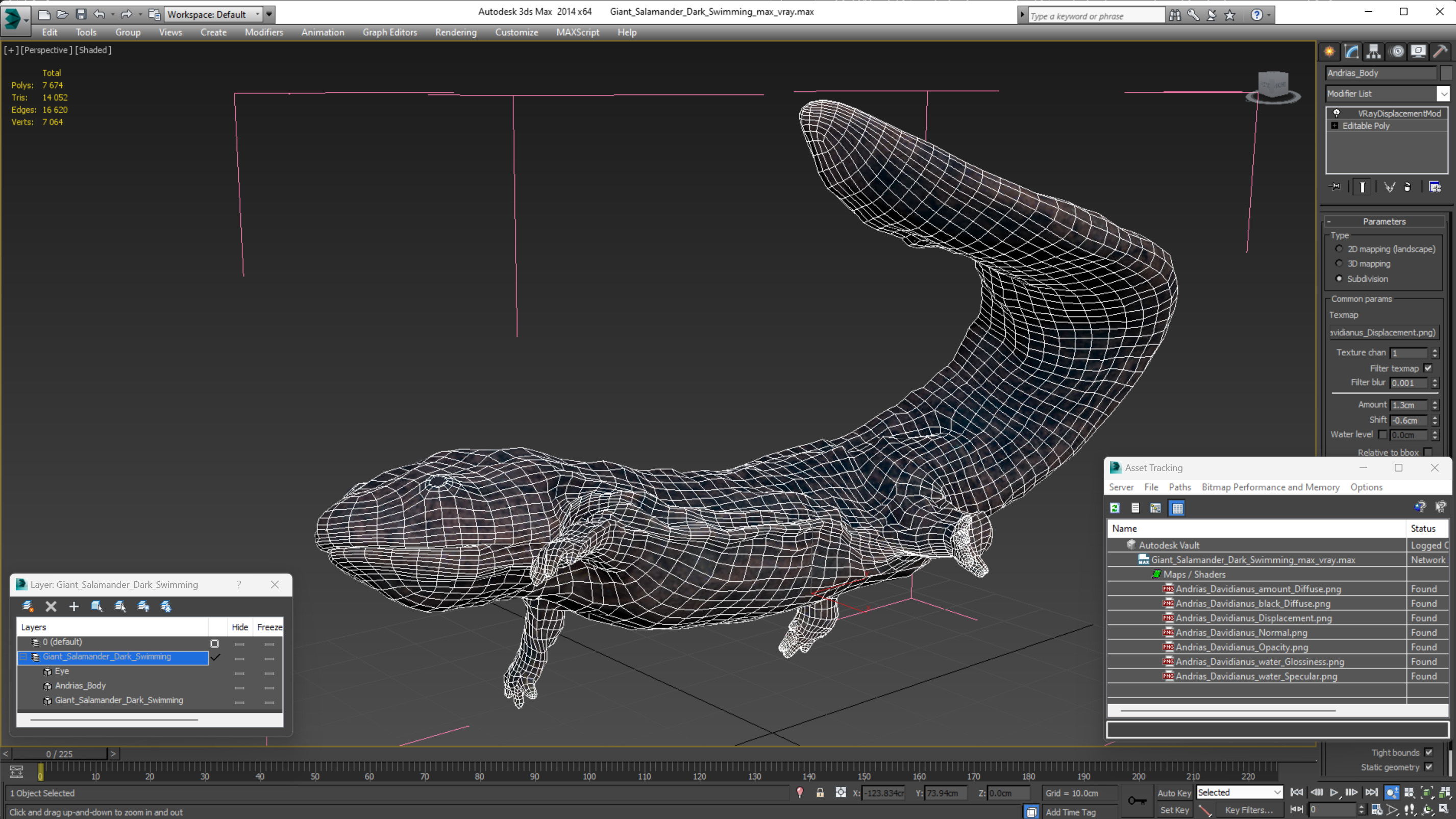 3D model Giant Salamander Dark Swimming