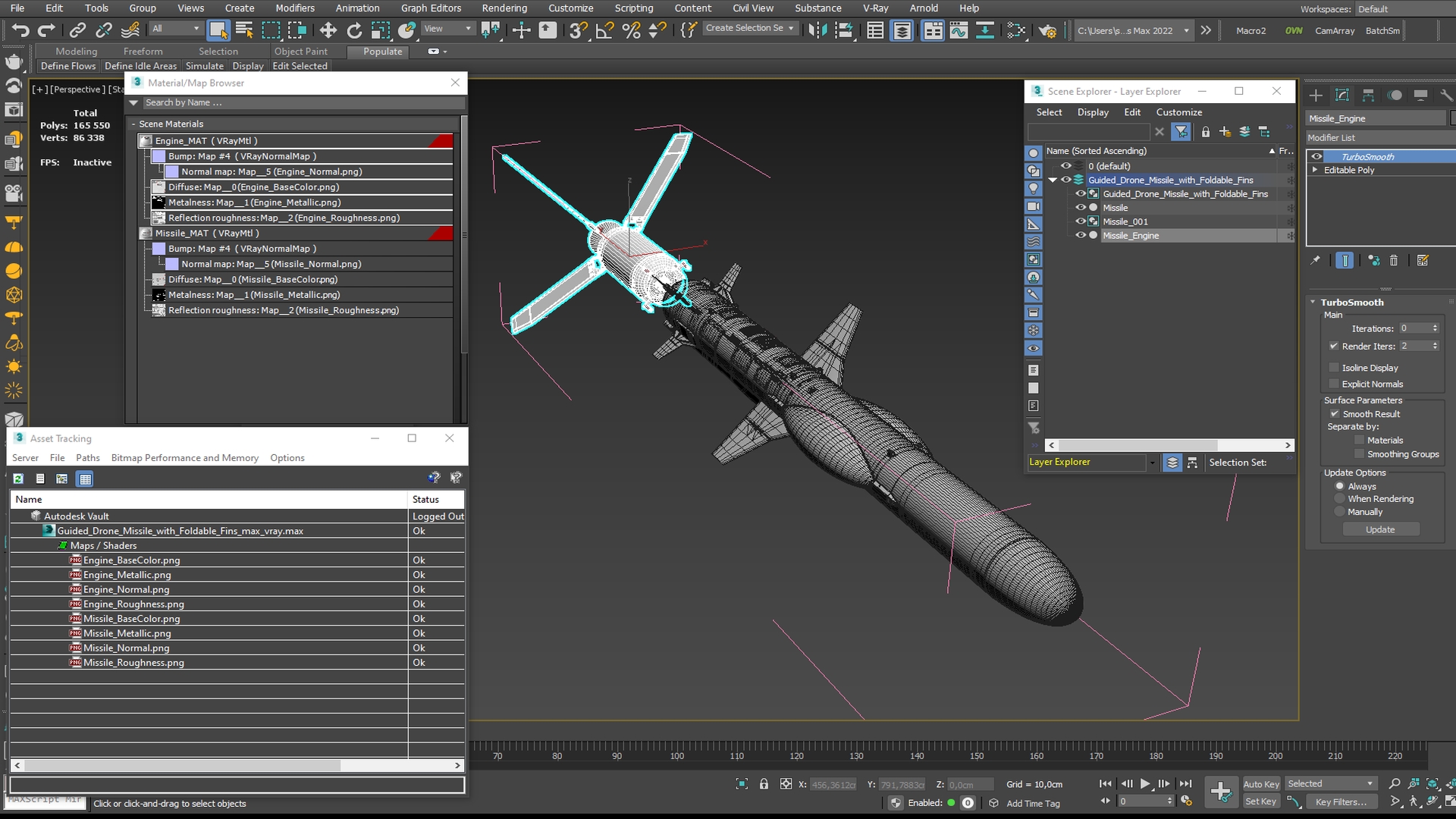 Guided Drone Missile with Foldable Fins - view 9