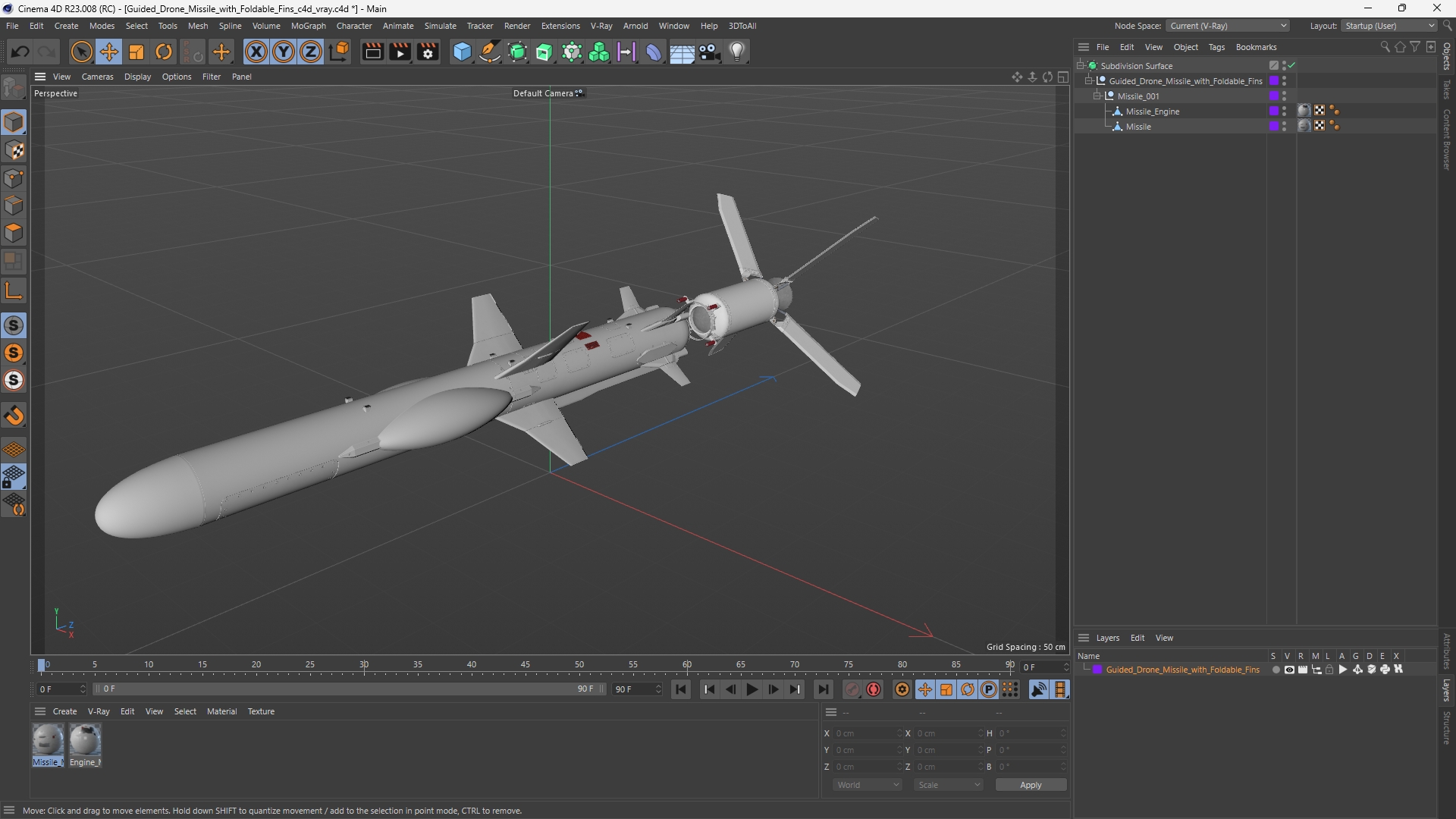Guided Drone Missile with Foldable Fins - view 12