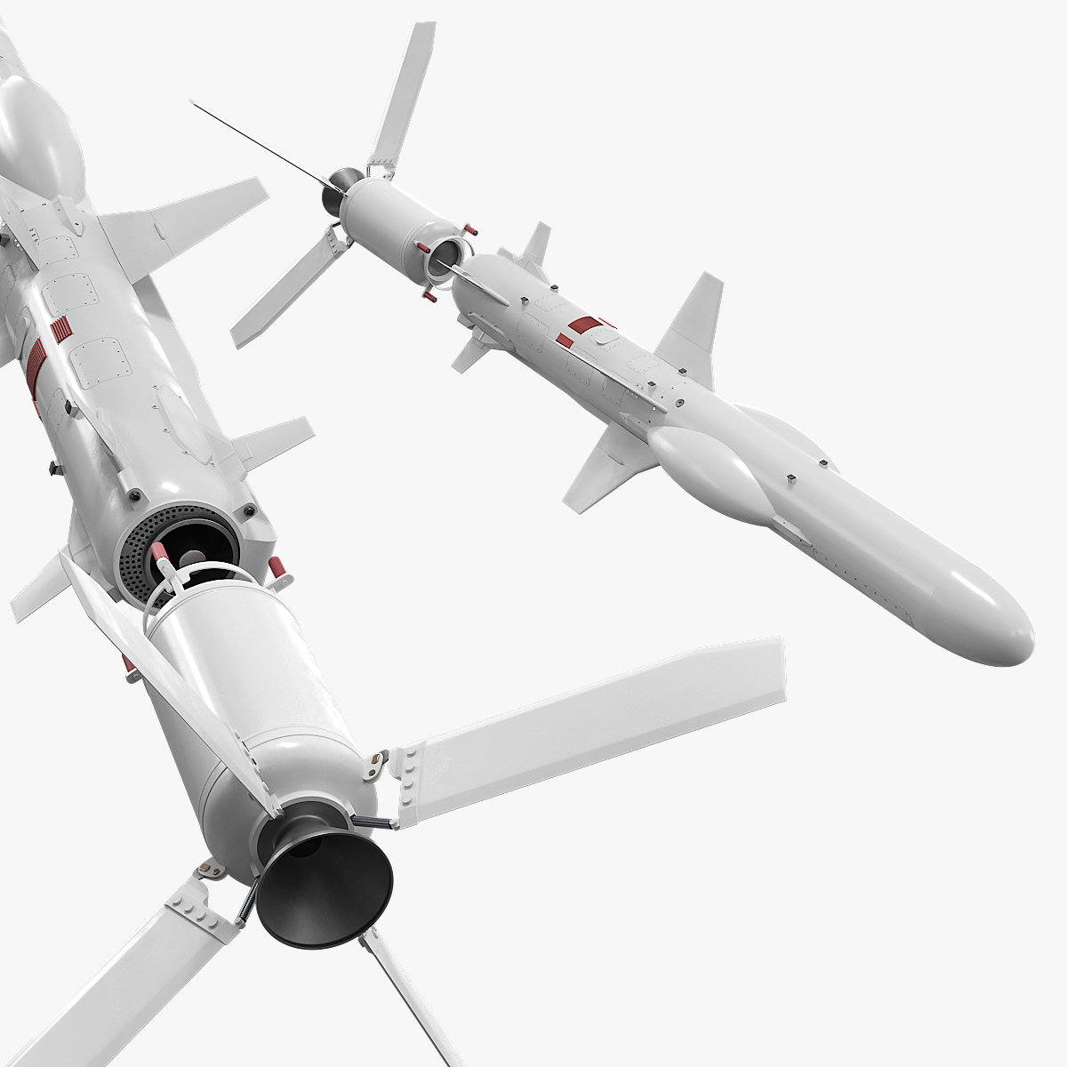 Guided Drone Missile with Foldable Fins 3D model preview