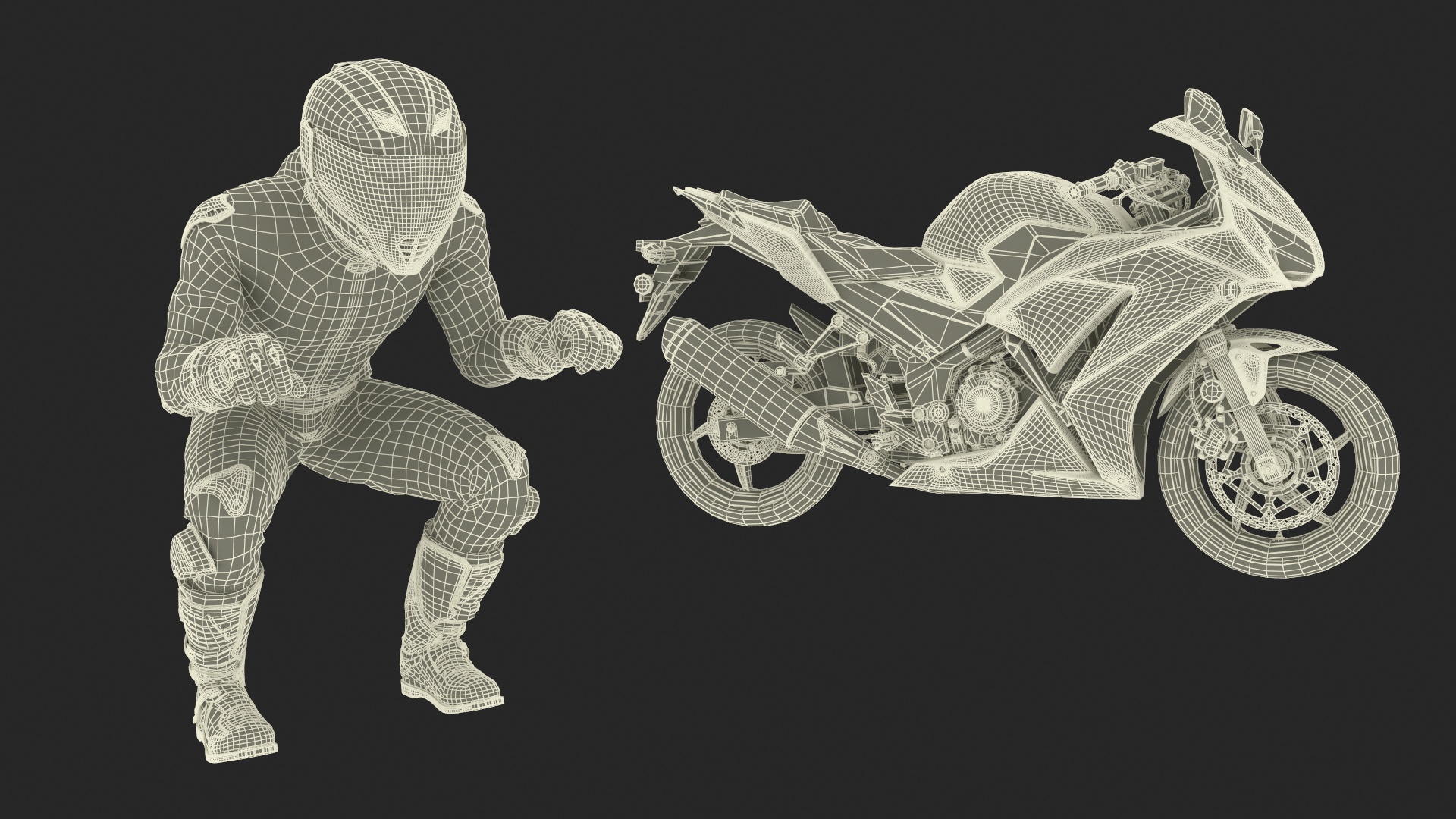 3D model Sport Motorcycle with Rider in Race Suit