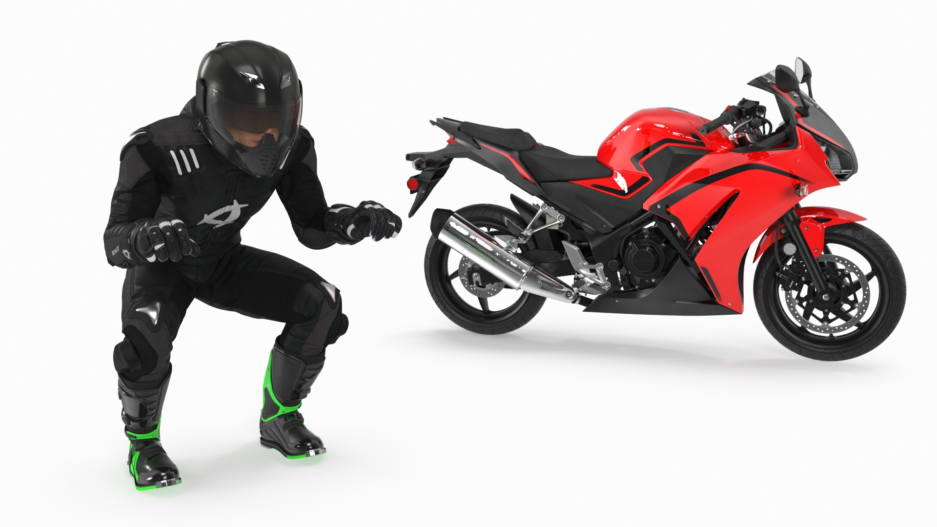 3D model Sport Motorcycle with Rider in Race Suit