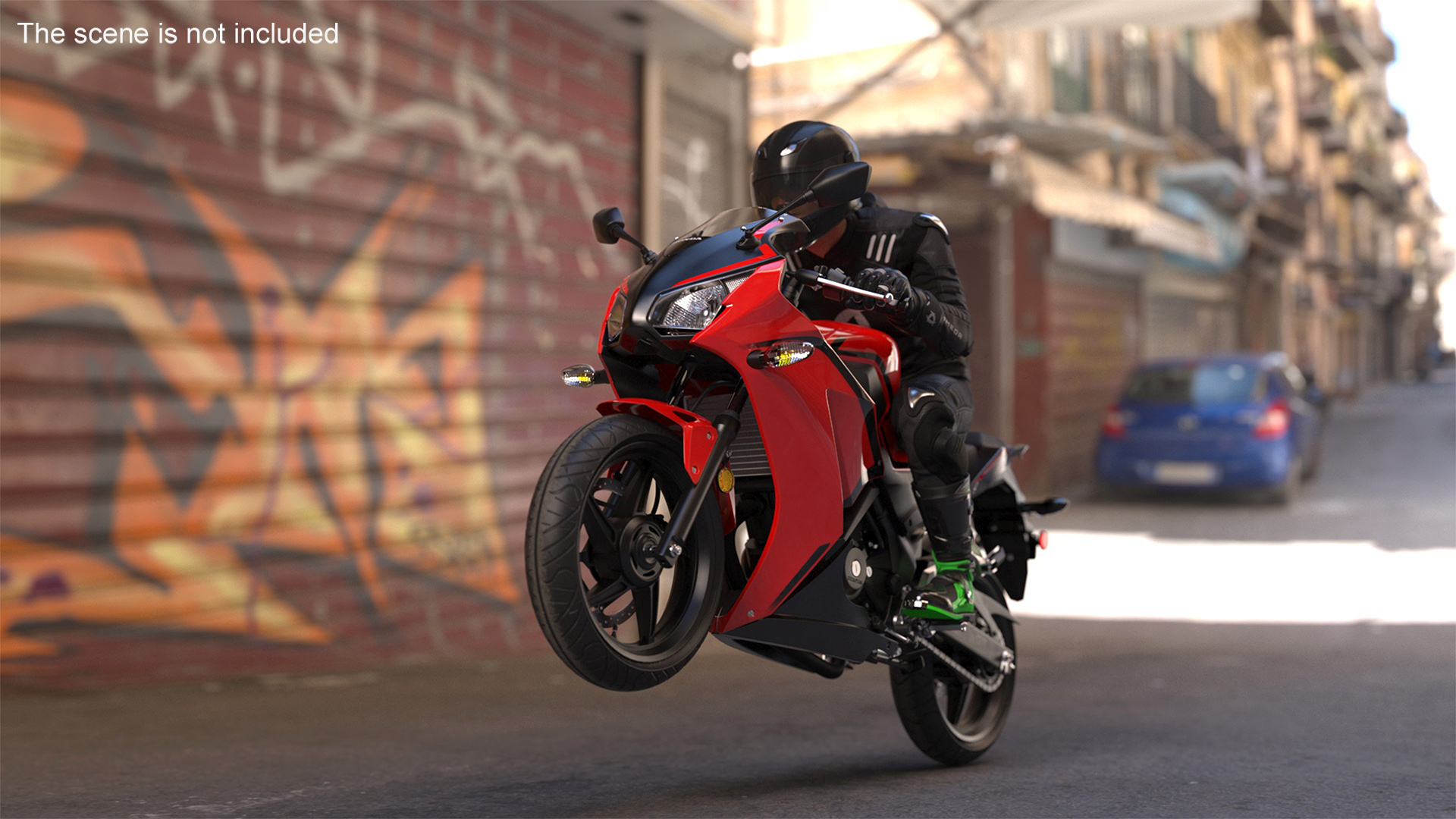 3D model Sport Motorcycle with Rider in Race Suit