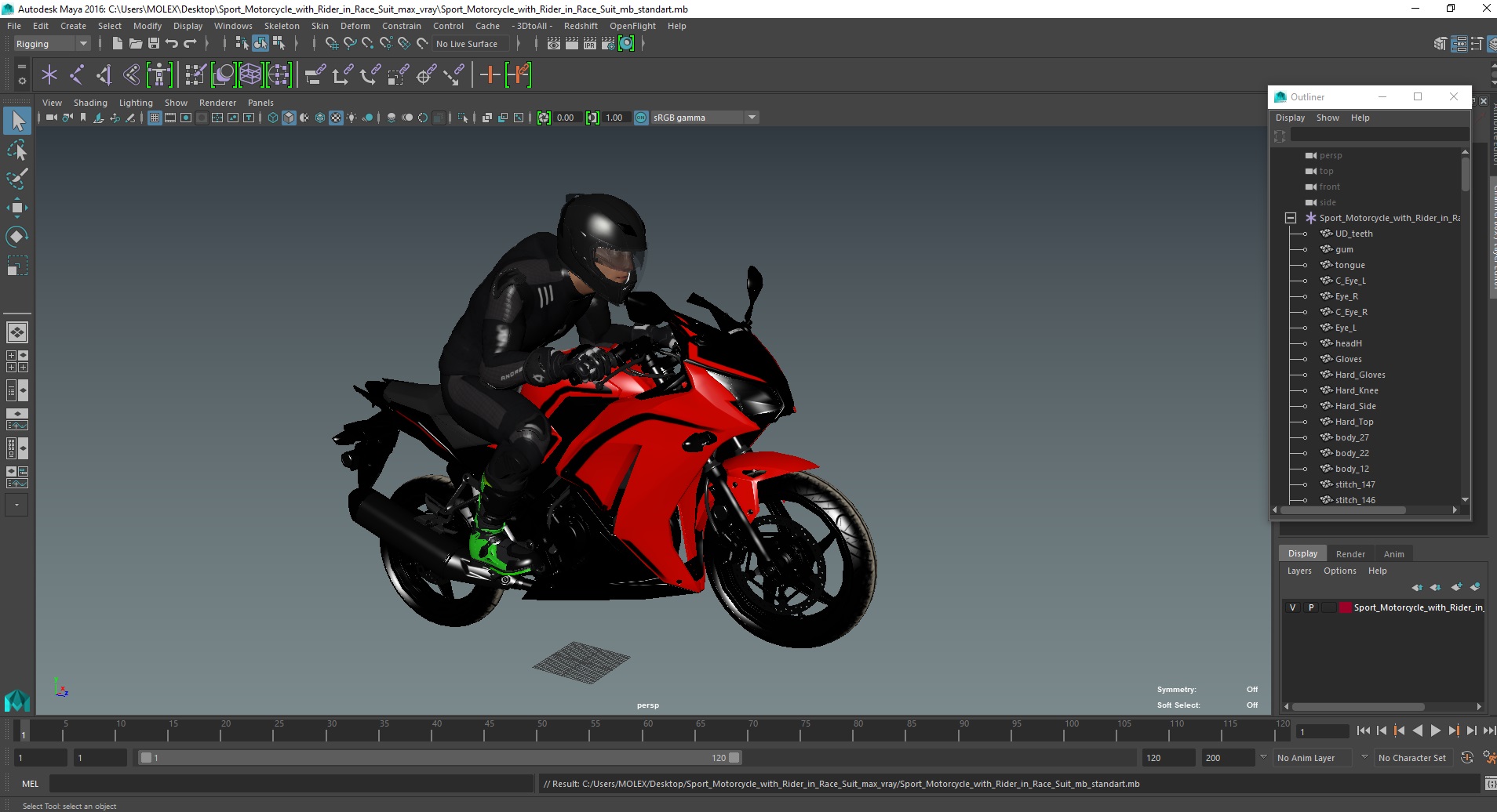 3D model Sport Motorcycle with Rider in Race Suit