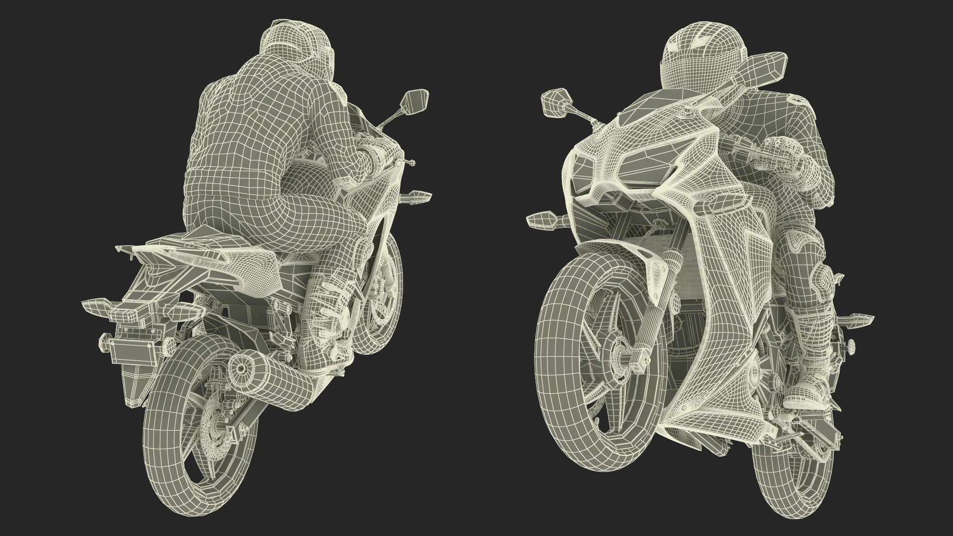 3D model Sport Motorcycle with Rider in Race Suit