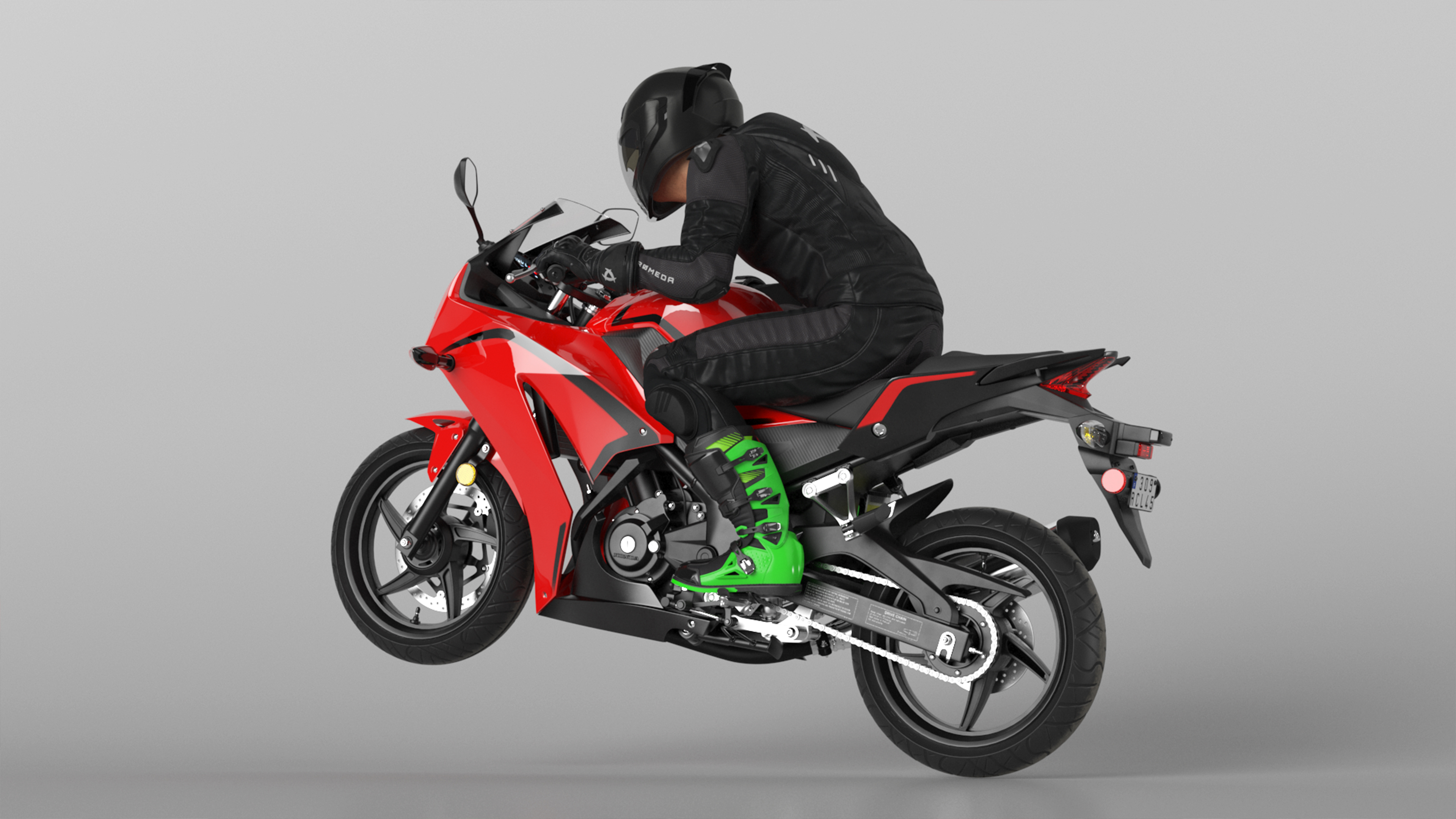 3D model Sport Motorcycle with Rider in Race Suit