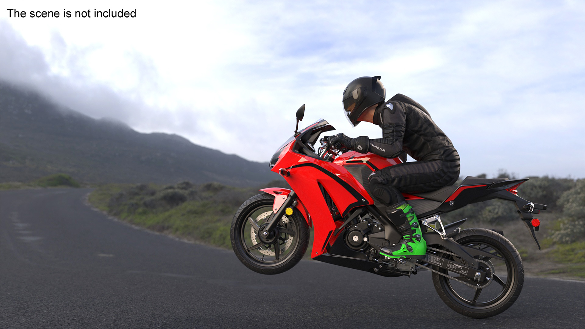 3D model Sport Motorcycle with Rider in Race Suit
