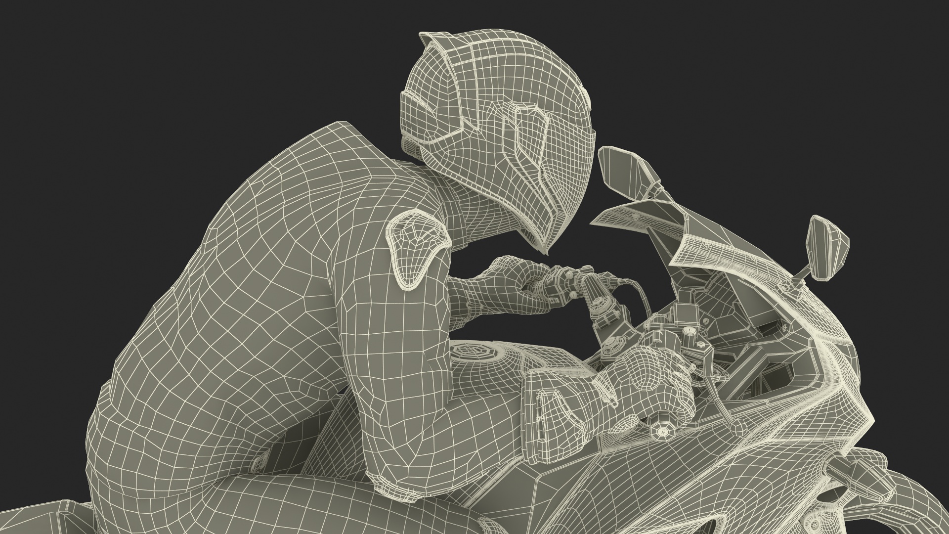 3D model Sport Motorcycle with Rider in Race Suit