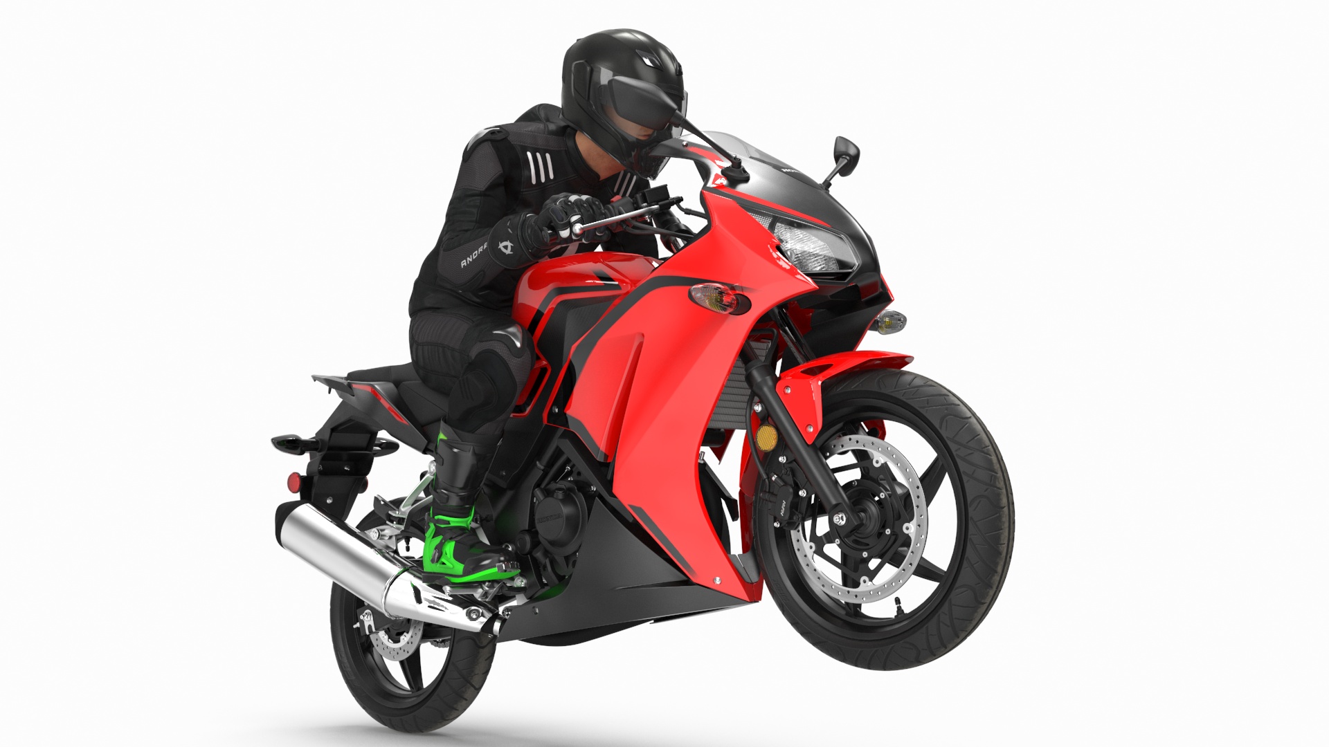 3D model Sport Motorcycle with Rider in Race Suit