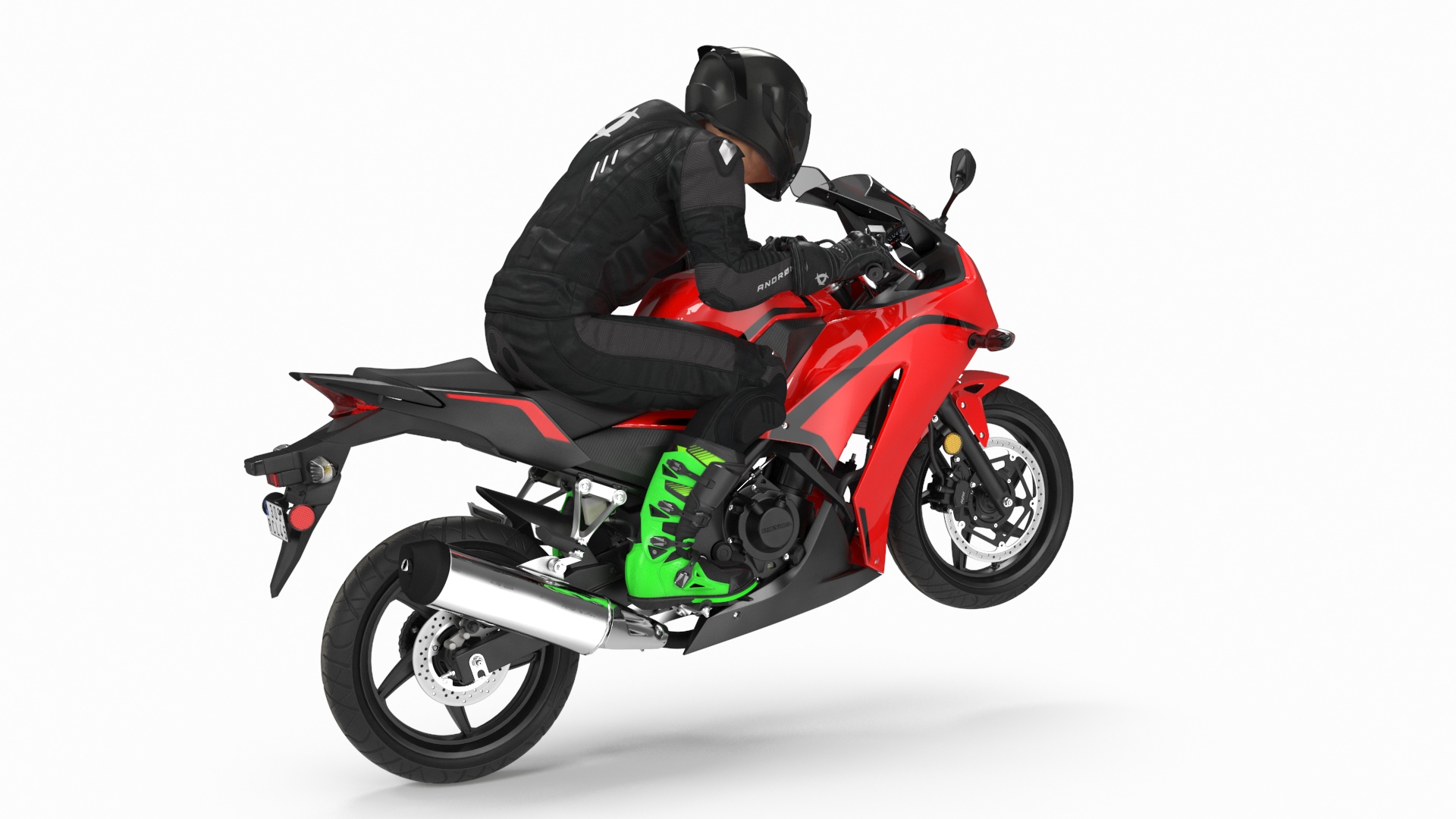 3D model Sport Motorcycle with Rider in Race Suit