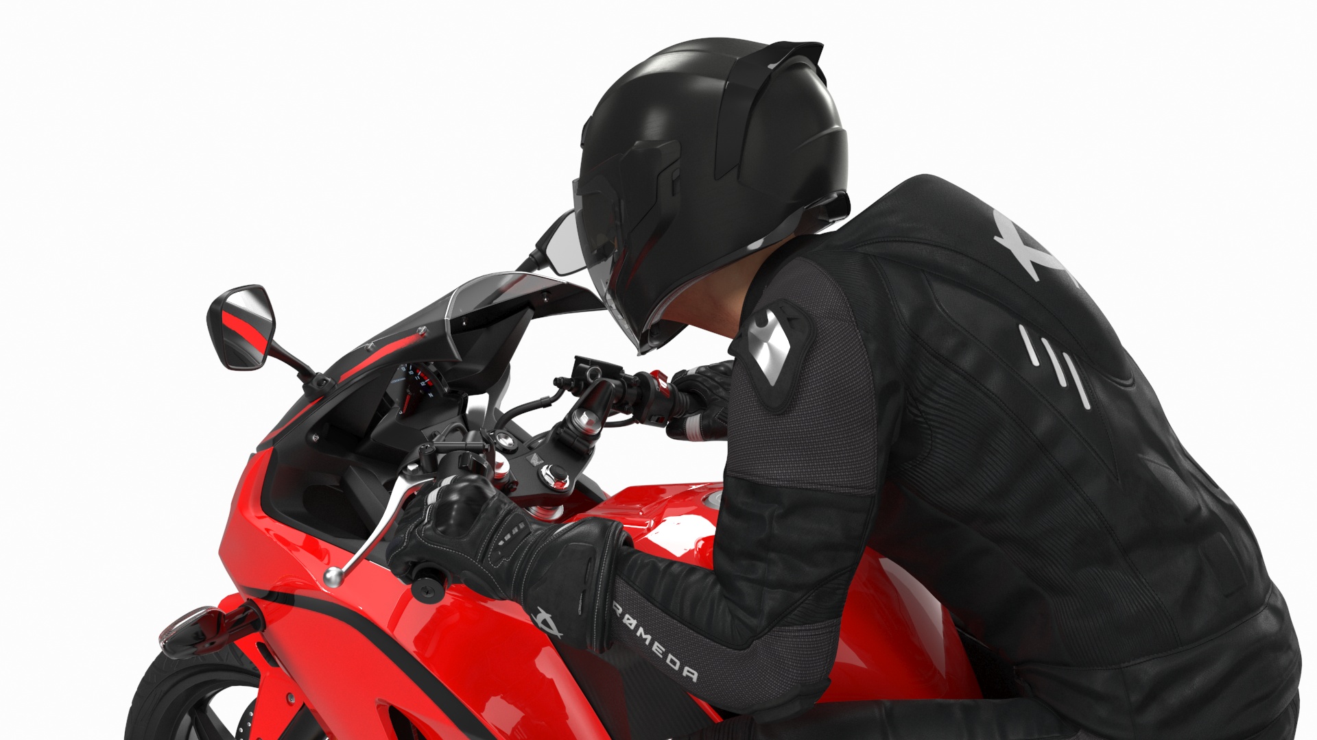3D model Sport Motorcycle with Rider in Race Suit