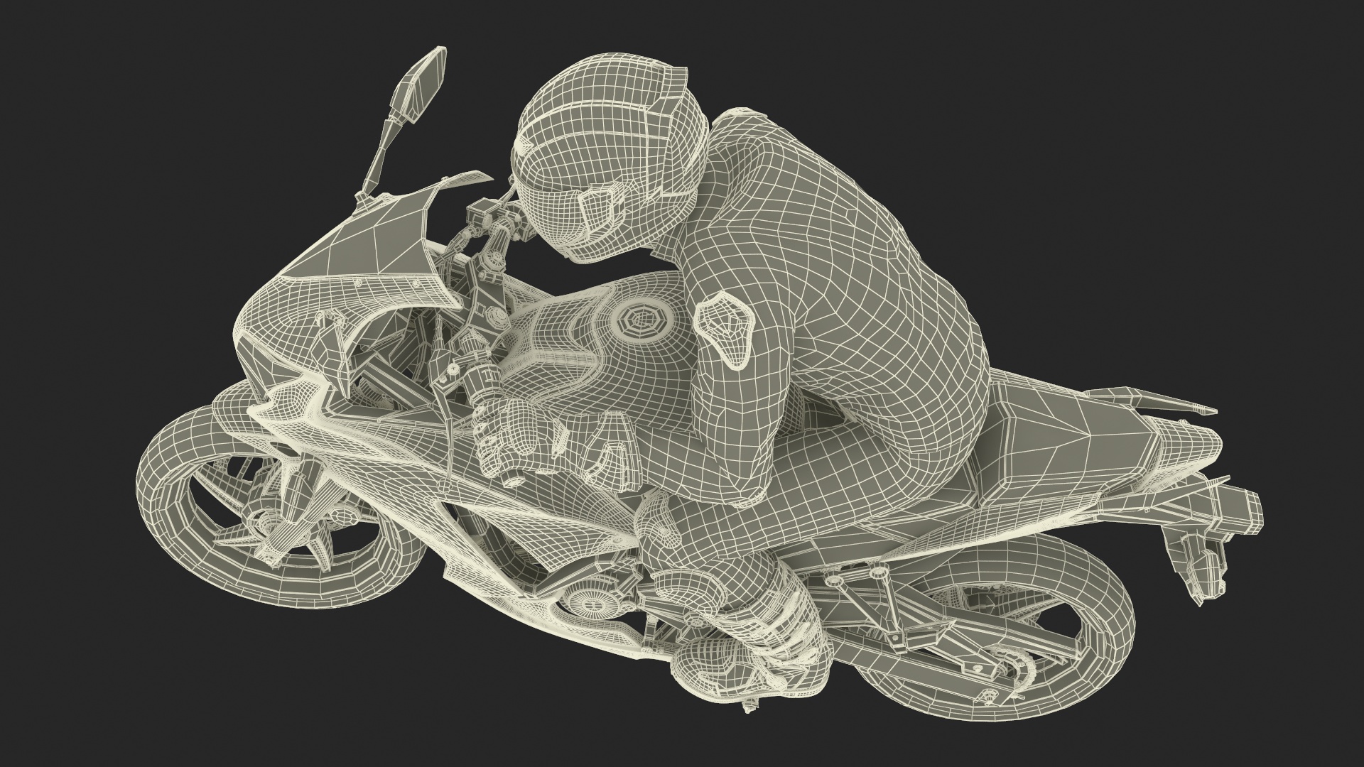 3D model Sport Motorcycle with Rider in Race Suit