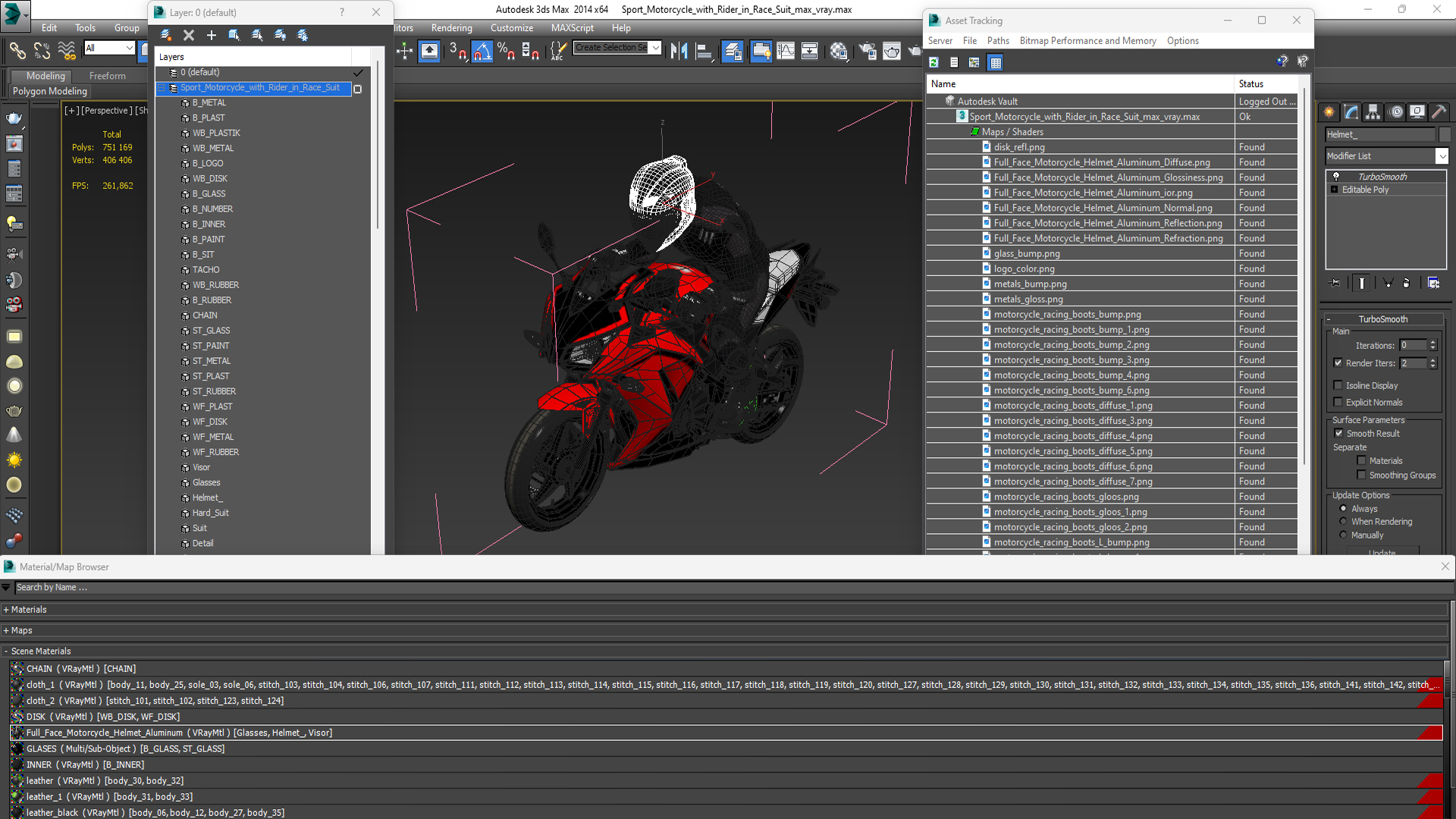 3D model Sport Motorcycle with Rider in Race Suit