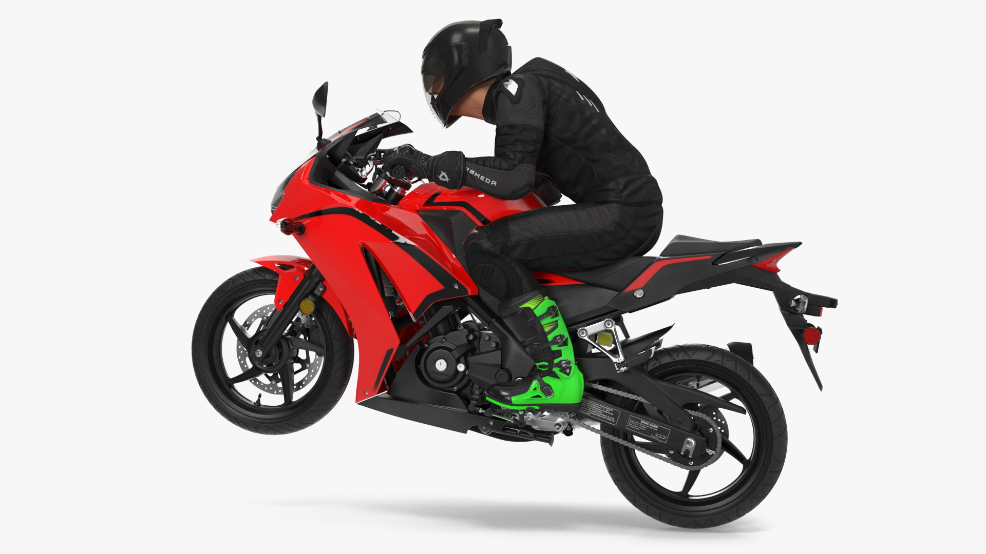 3D model Sport Motorcycle with Rider in Race Suit