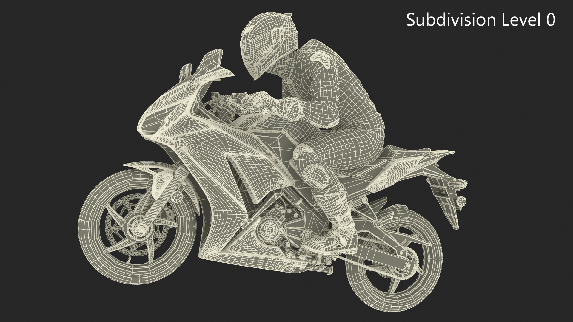 3D model Sport Motorcycle with Rider in Race Suit
