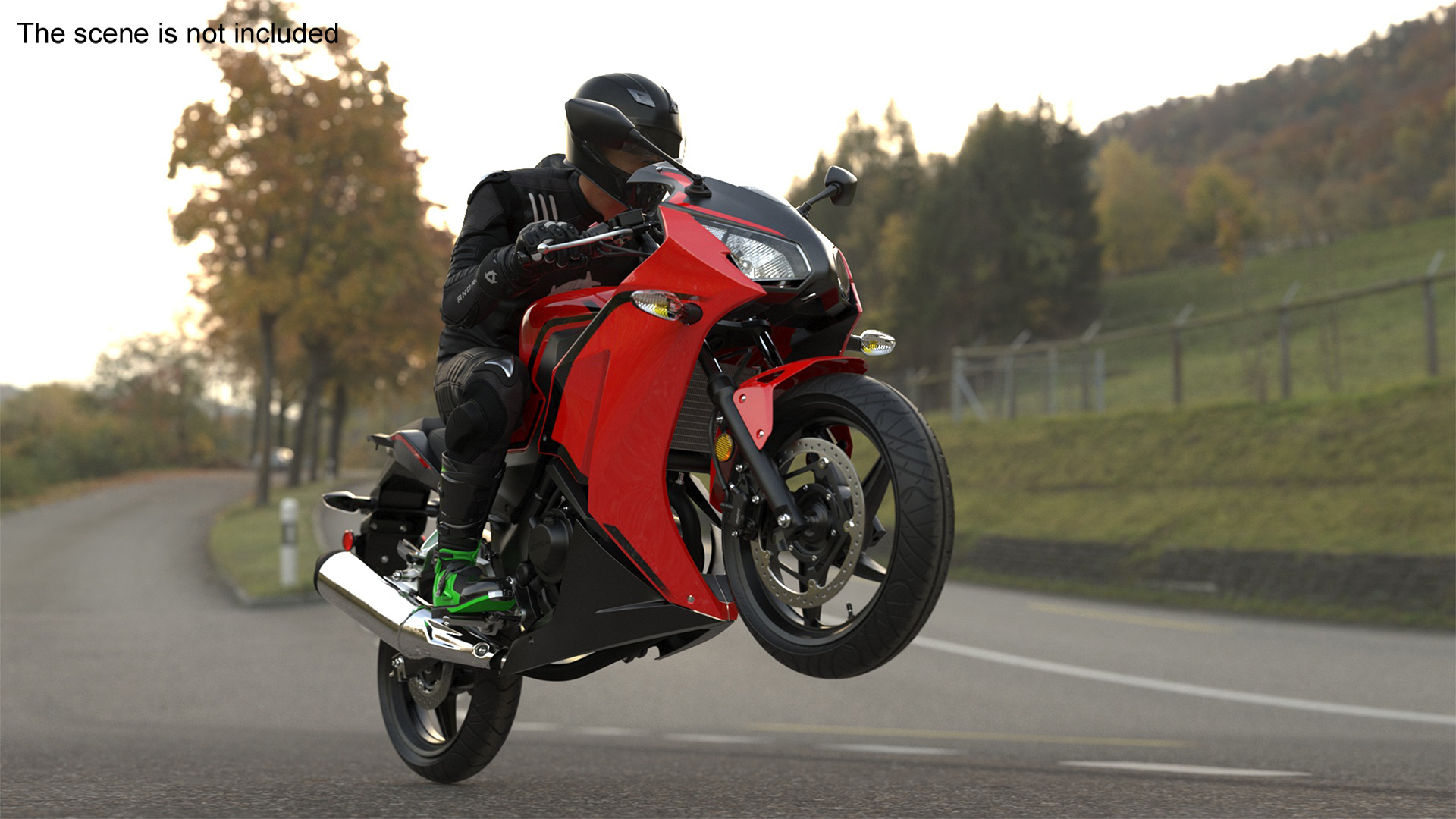 3D model Sport Motorcycle with Rider in Race Suit