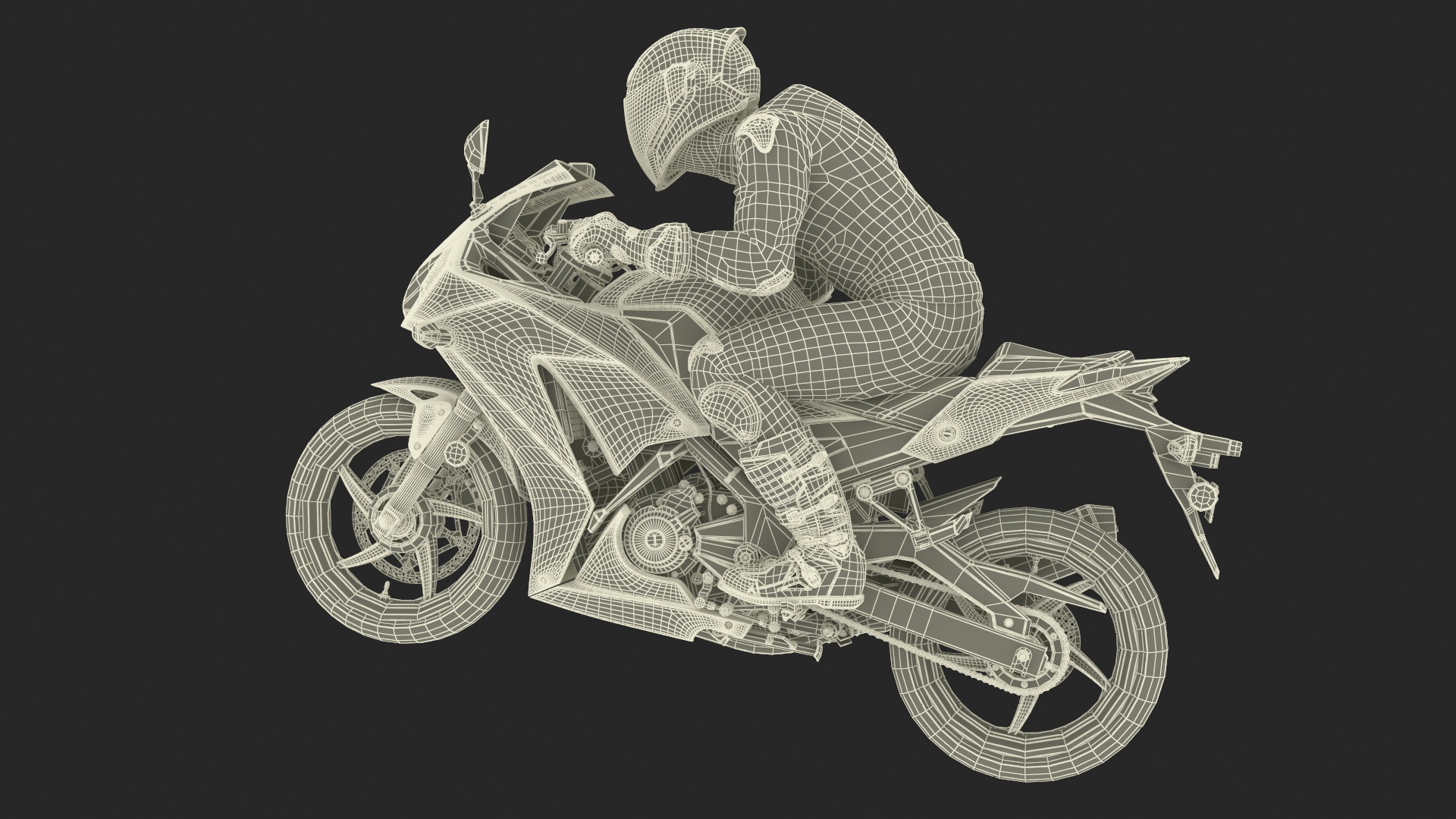 3D model Sport Motorcycle with Rider in Race Suit