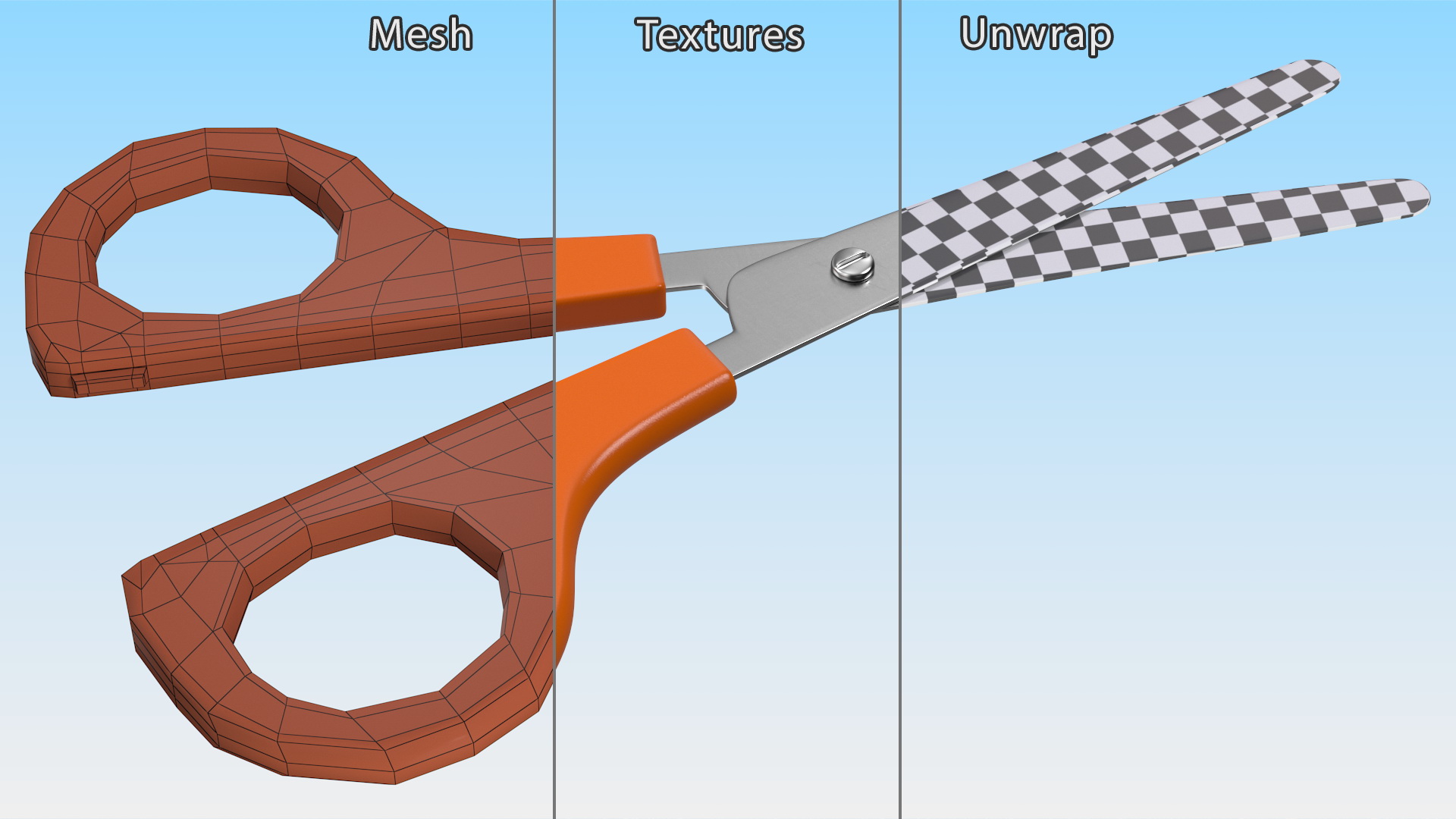 3D Orange Color Scissors
