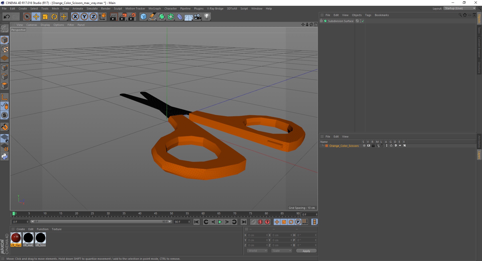 3D Orange Color Scissors