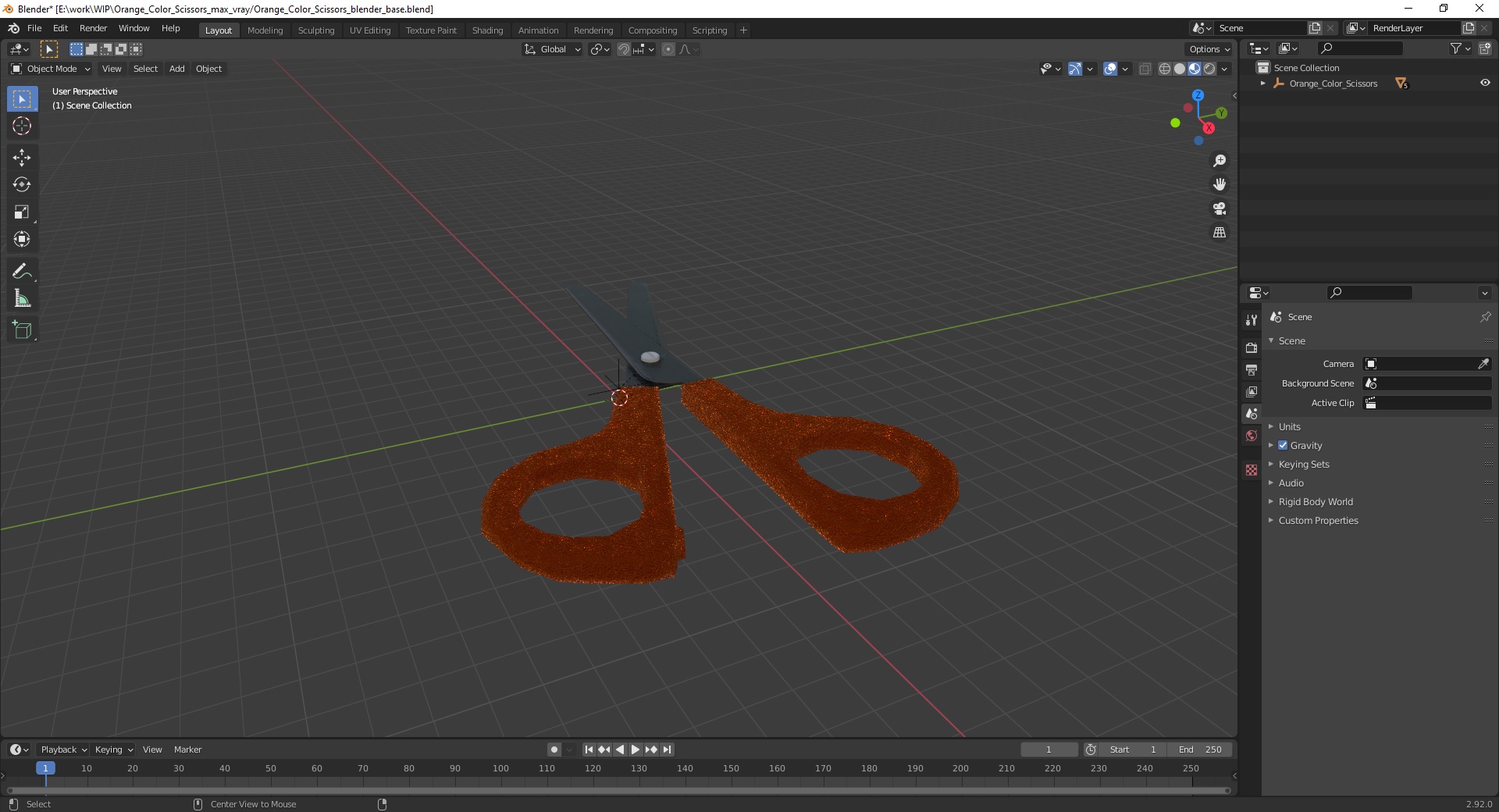 3D Orange Color Scissors
