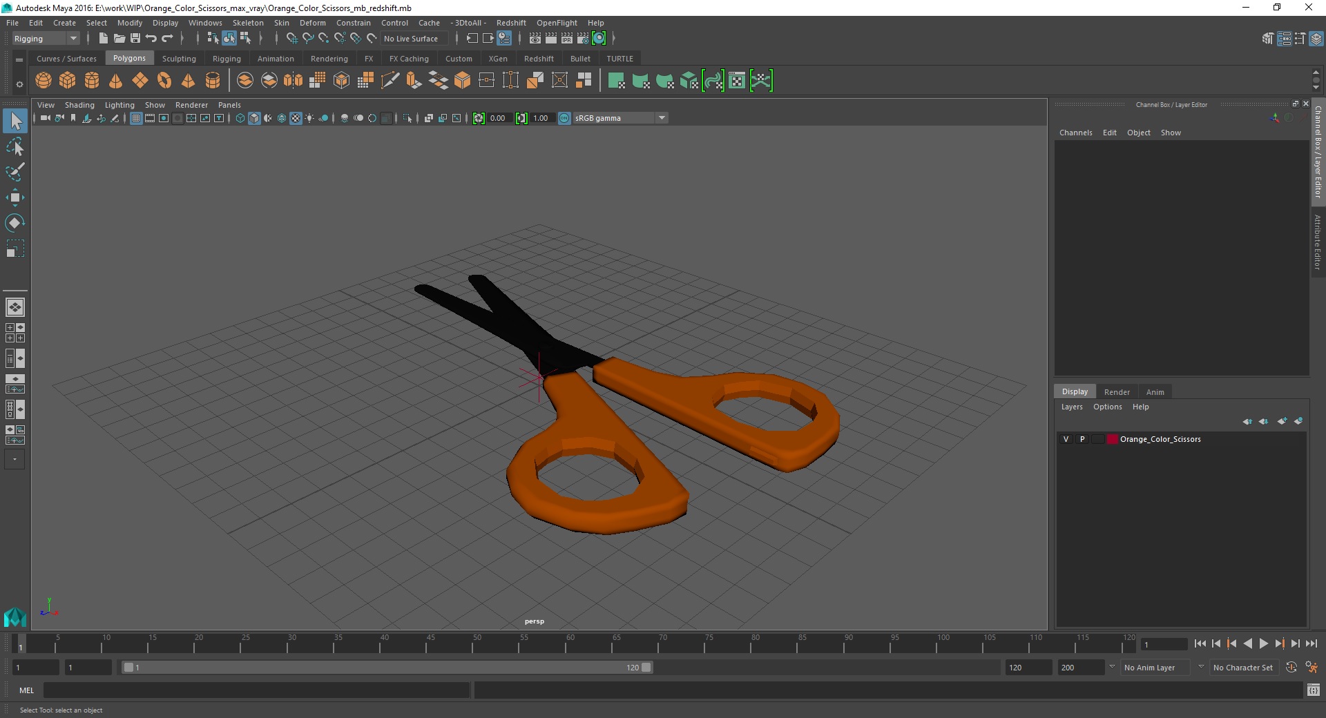 3D Orange Color Scissors