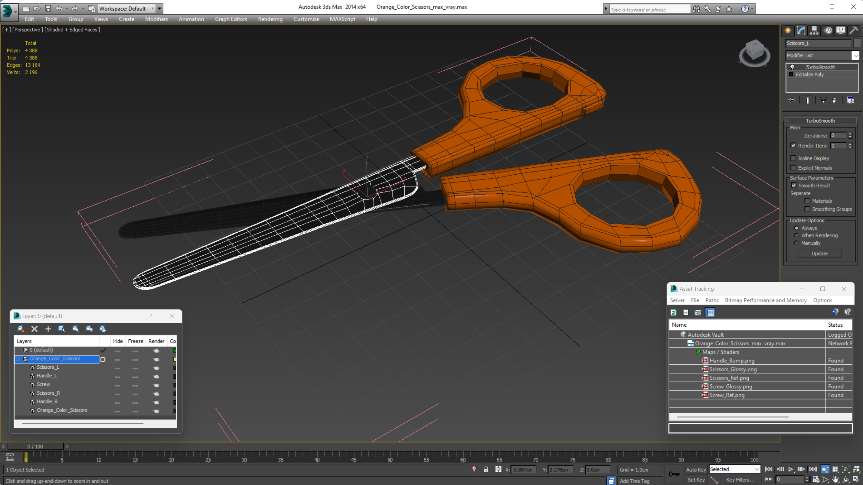 3D Orange Color Scissors
