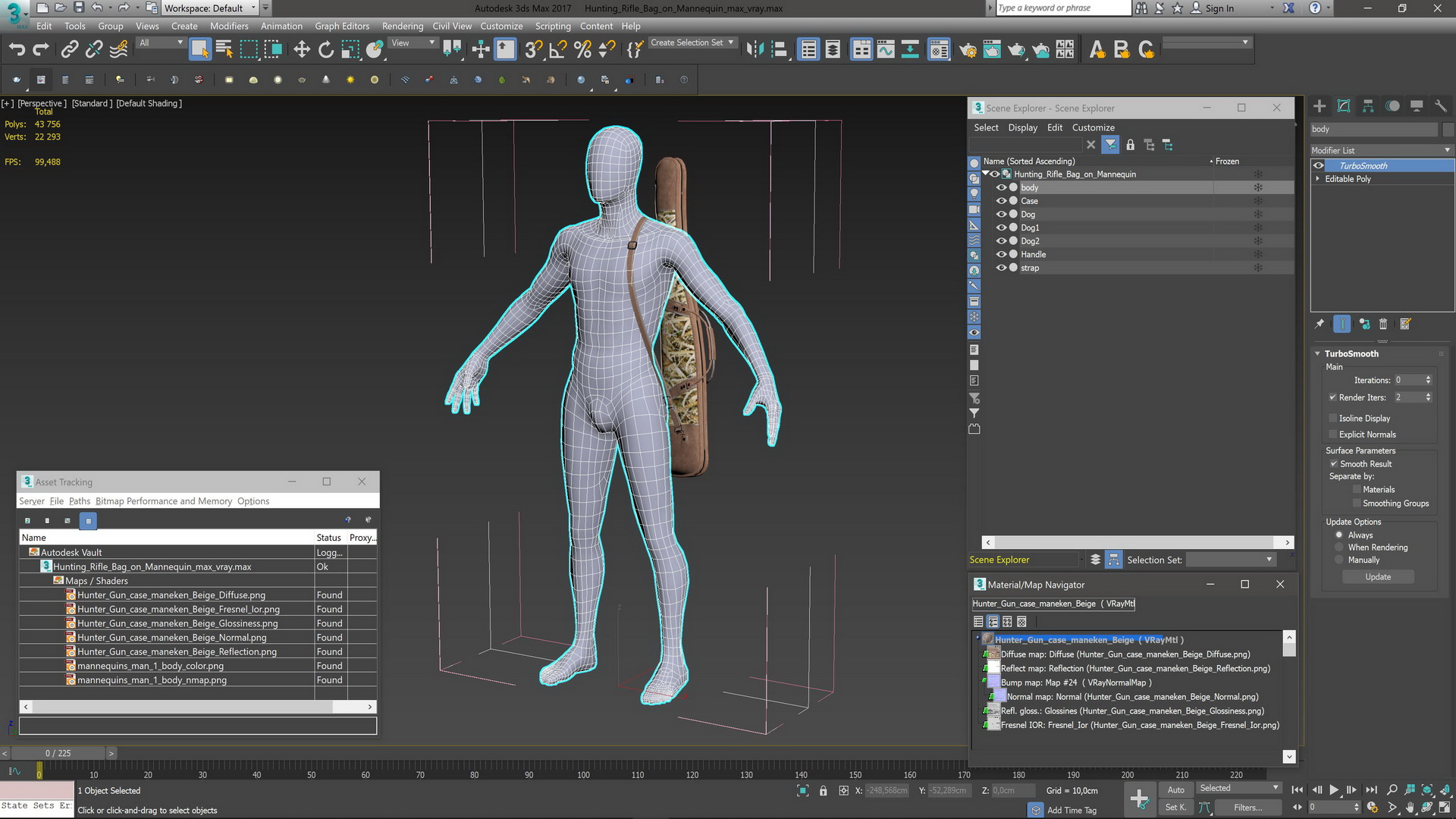 3D model Hunting Rifle Bag on Mannequin