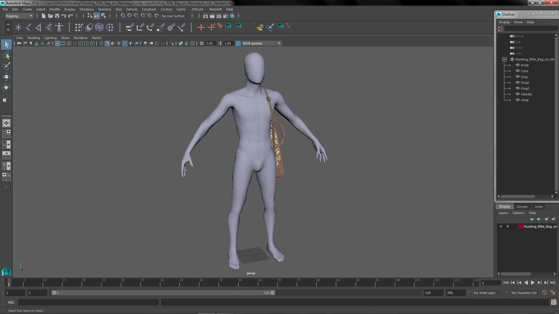 3D model Hunting Rifle Bag on Mannequin