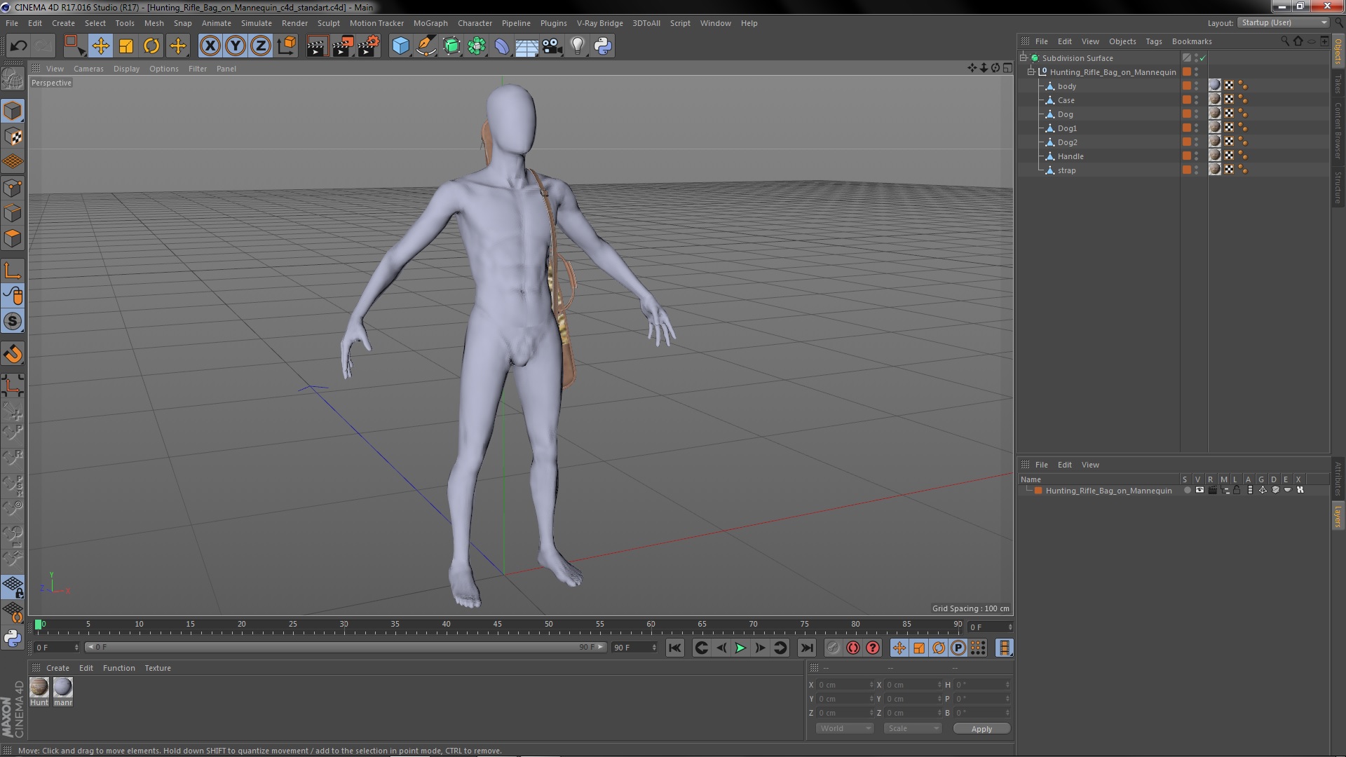 3D model Hunting Rifle Bag on Mannequin