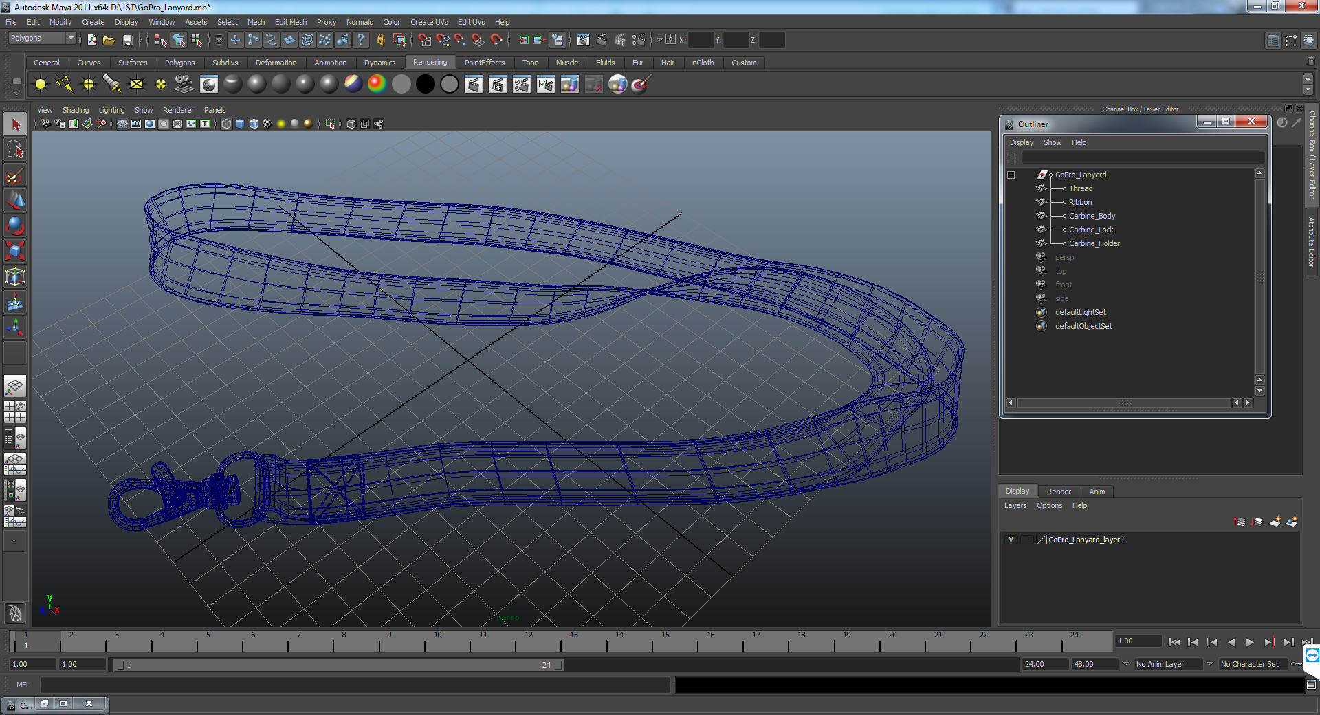 Red Visitor Lanyard 3D model