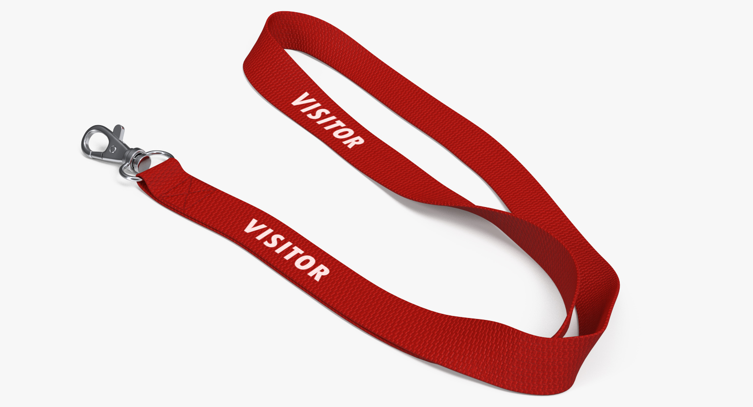 Red Visitor Lanyard 3D model
