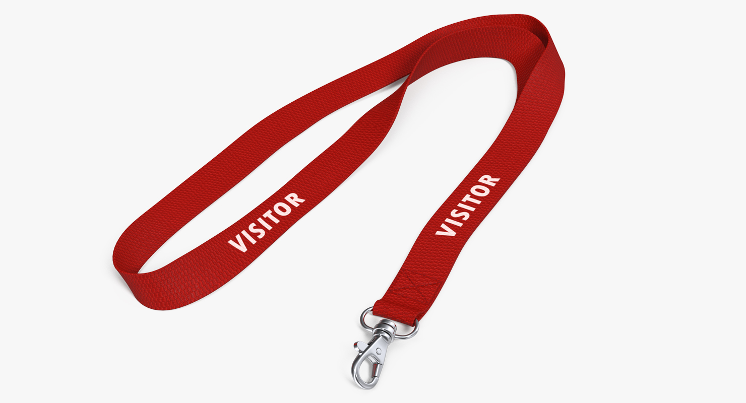 Red Visitor Lanyard 3D model