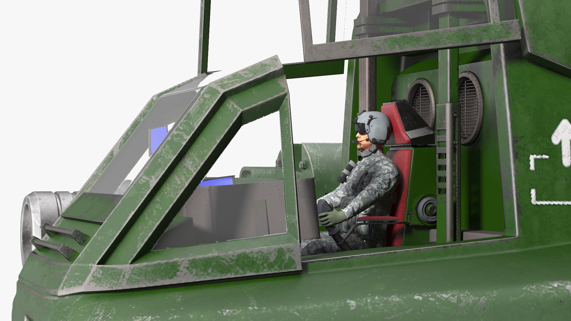 3D Concept Military Dark Green Robot with Pilot Rigged