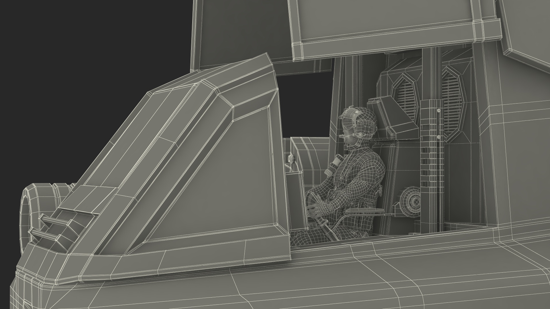 3D Concept Military Dark Green Robot with Pilot Rigged