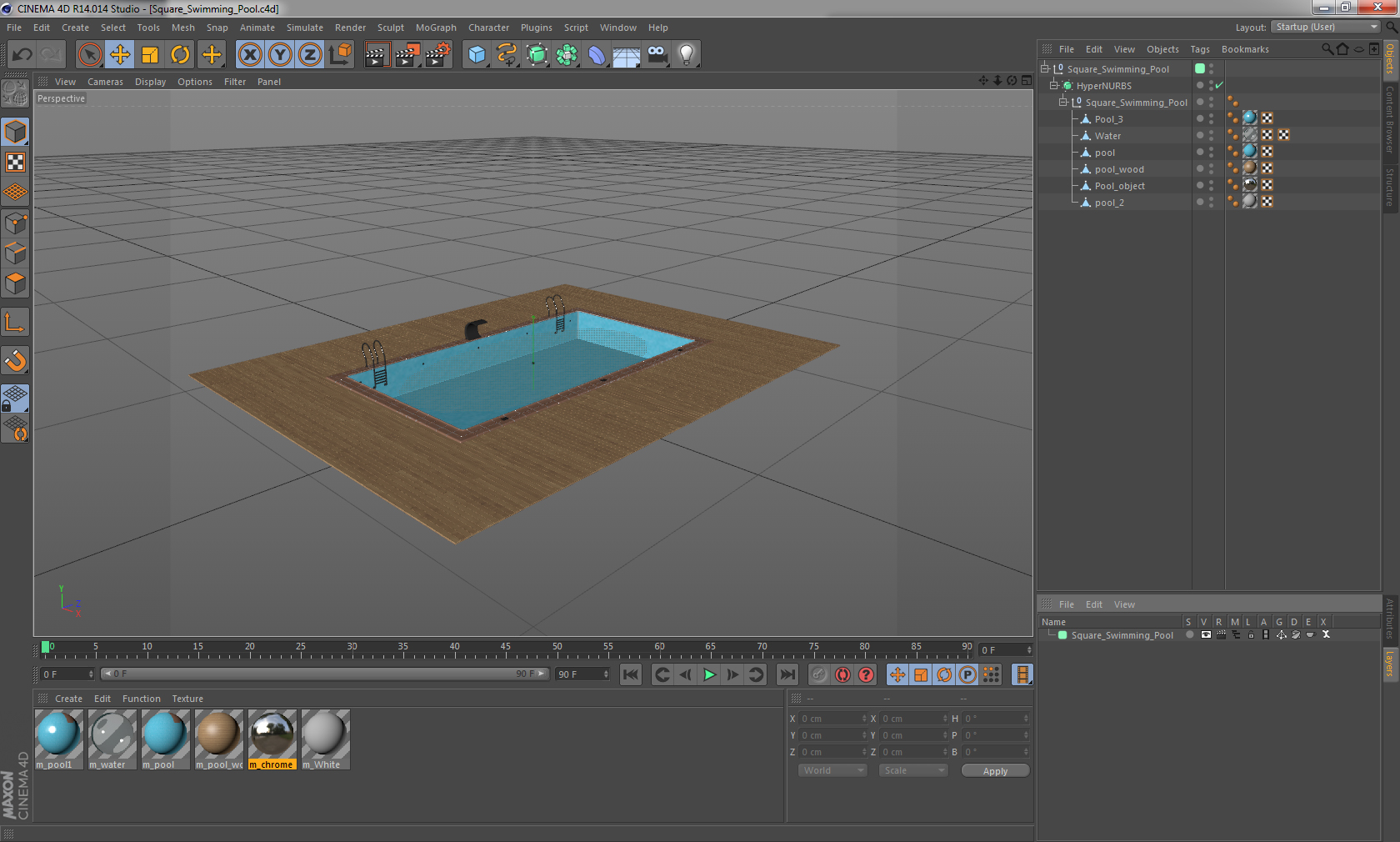 3D model Square Swimming Pool