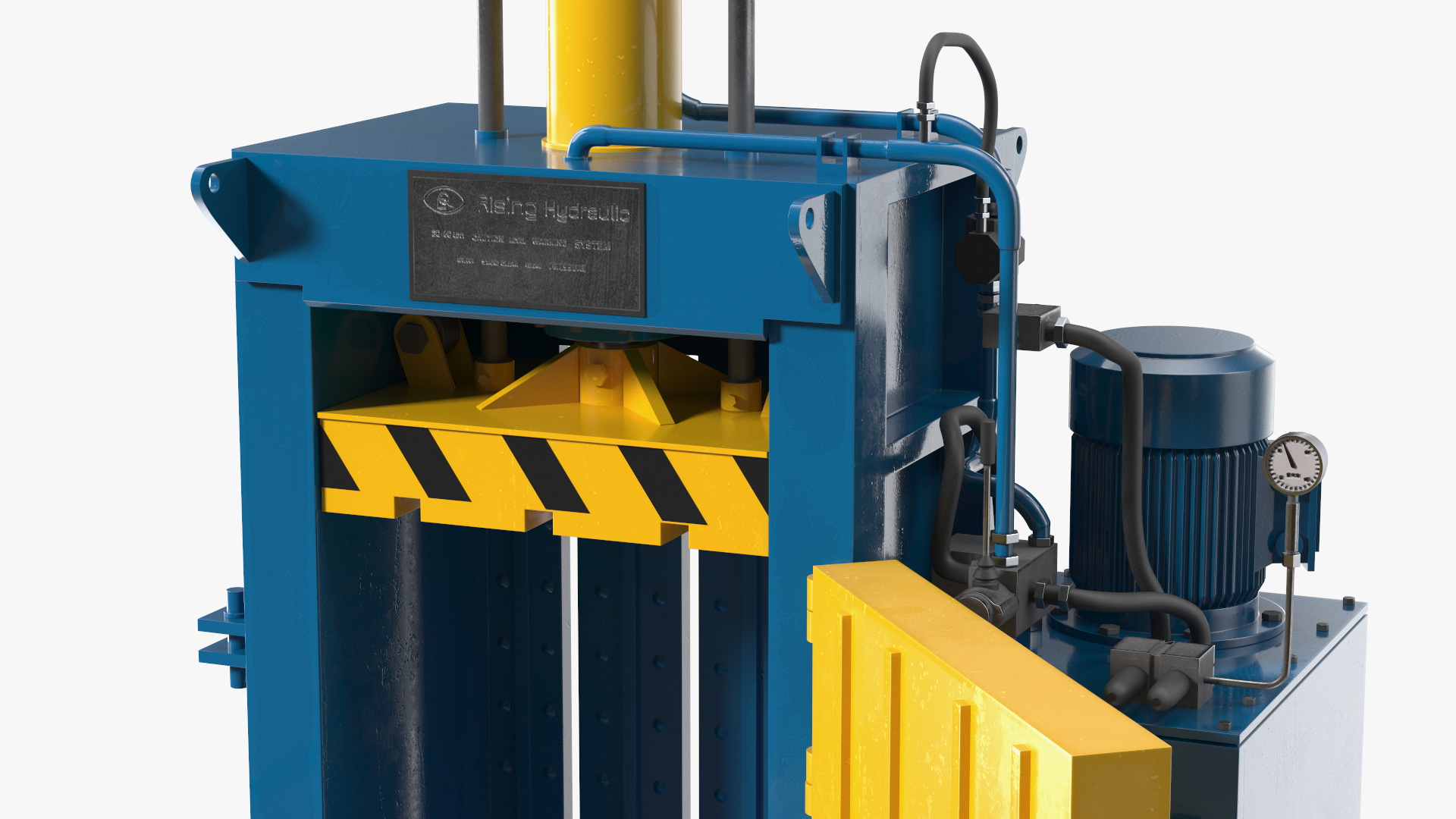 3D model Bailing Machine Blue with Cardboard Briquette