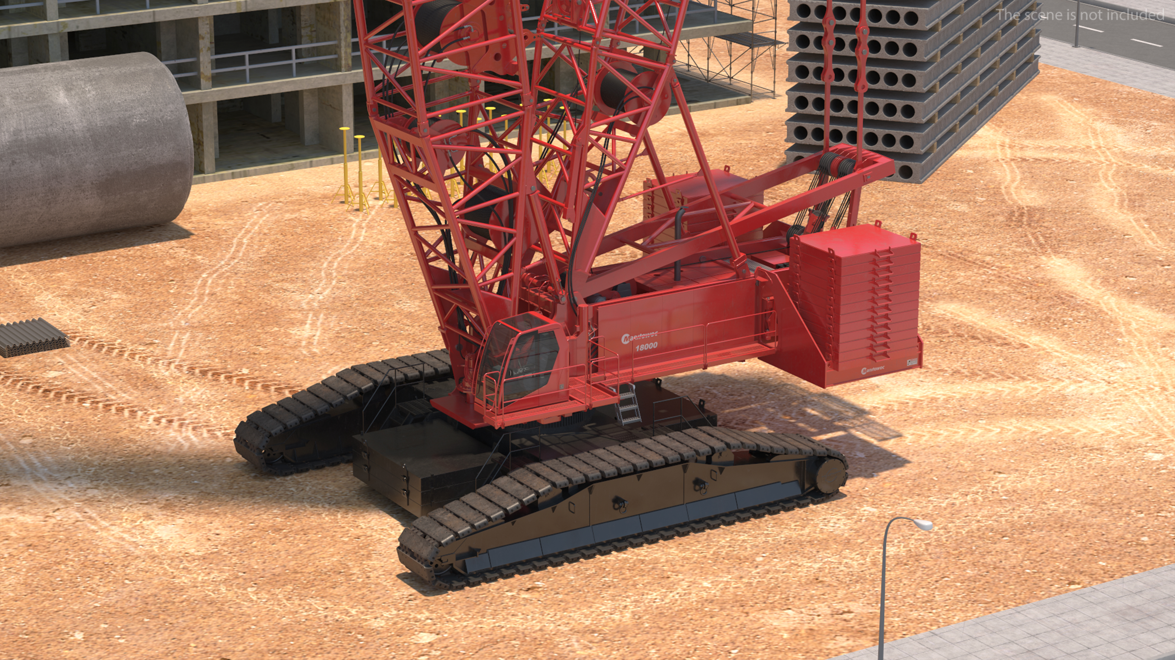 3D Manitowoc 18000 Crawler Crane Red model