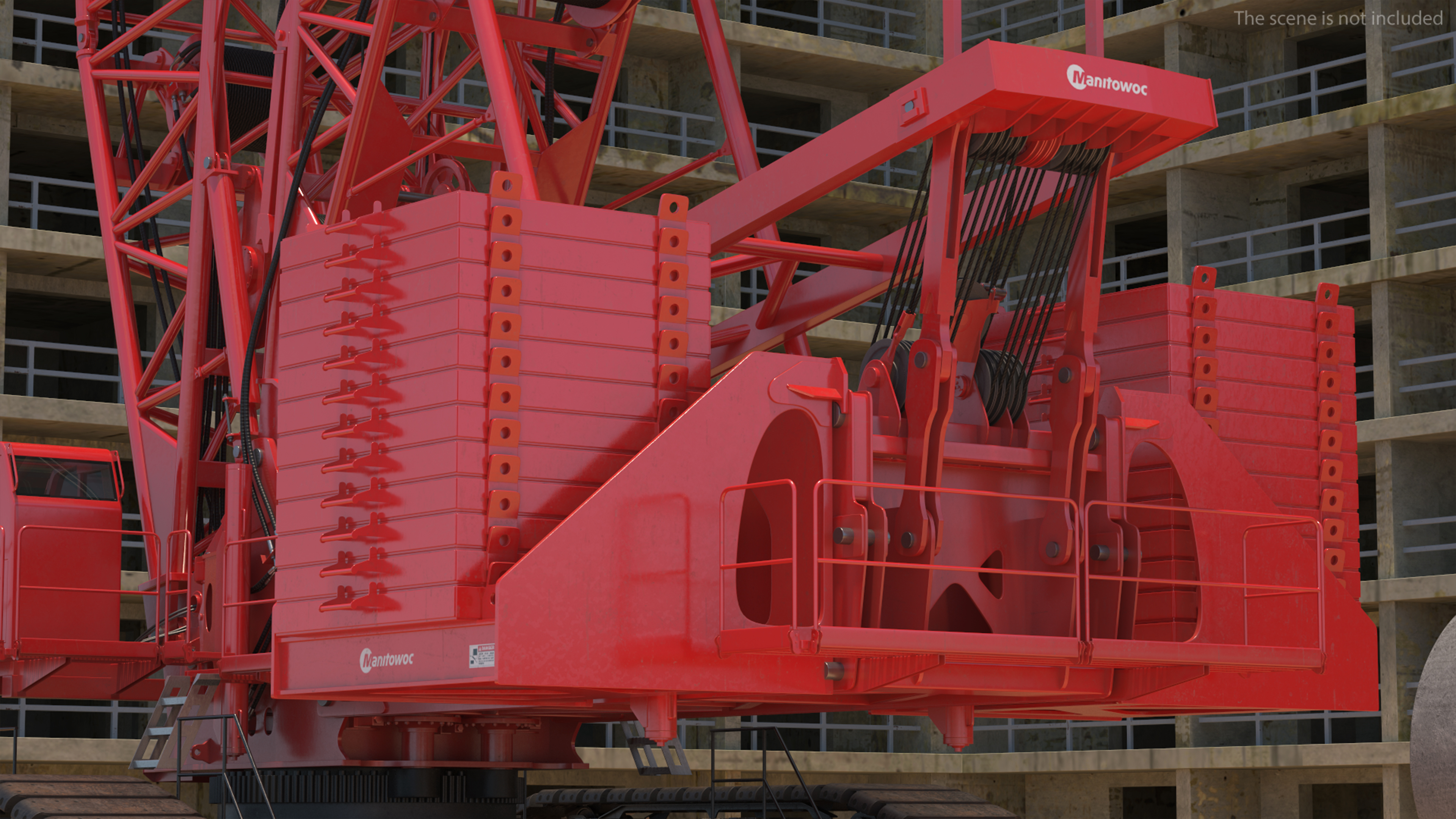 3D Manitowoc 18000 Crawler Crane Red model