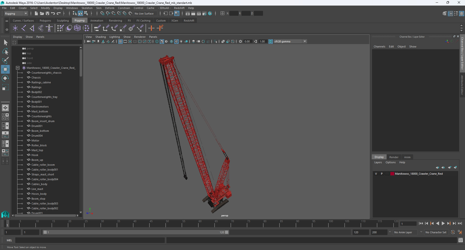3D Manitowoc 18000 Crawler Crane Red model