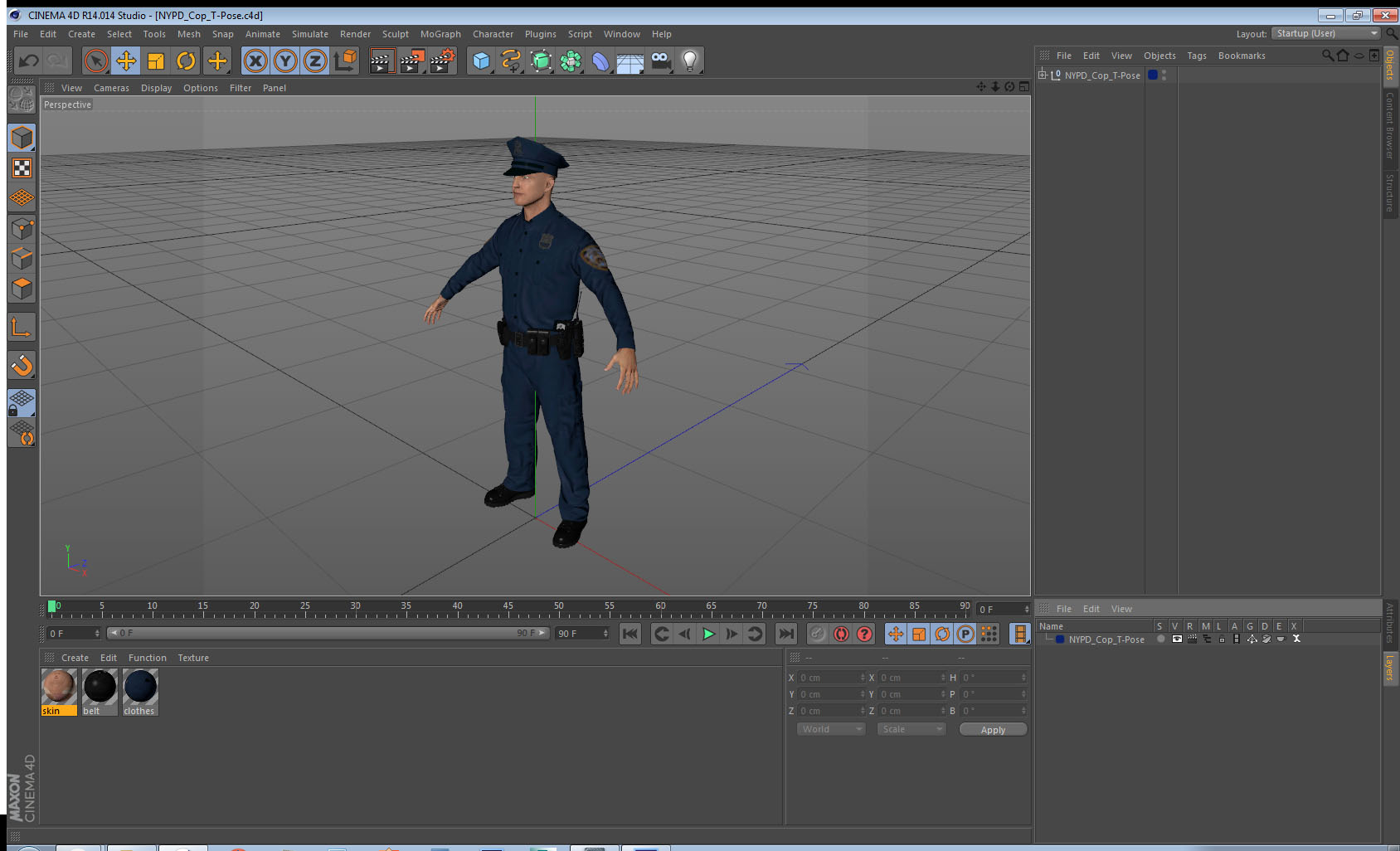 3D model NYPD Cop T-Pose