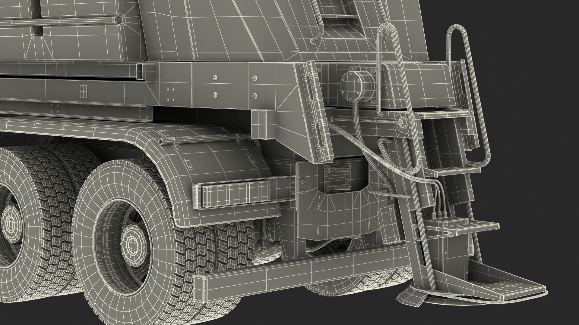 3D Mercedes 8x6 Arocs Gritter Truck Simple Interior model