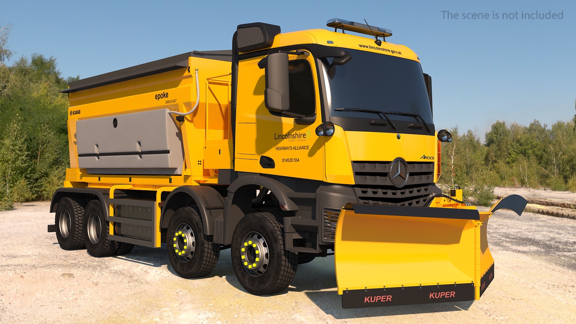 3D Mercedes 8x6 Arocs Gritter Truck Simple Interior model