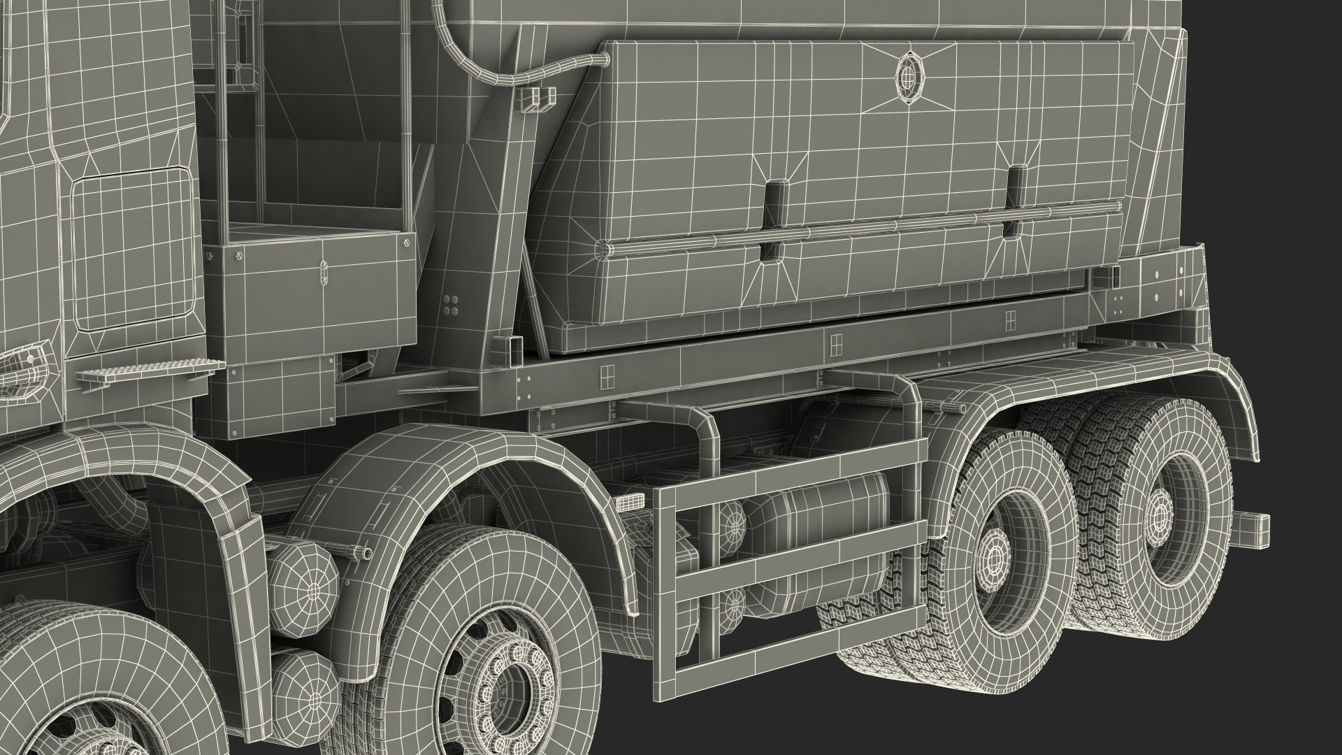 3D Mercedes 8x6 Arocs Gritter Truck Simple Interior model
