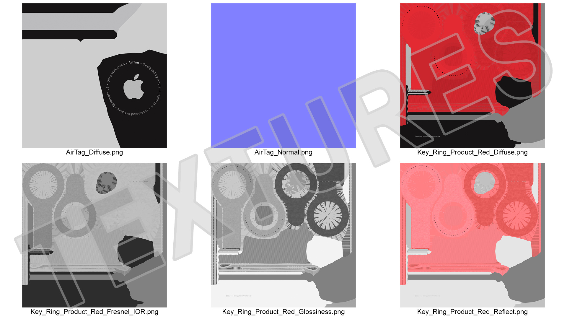 3D Apple AirTag Leather Key Ring Red model
