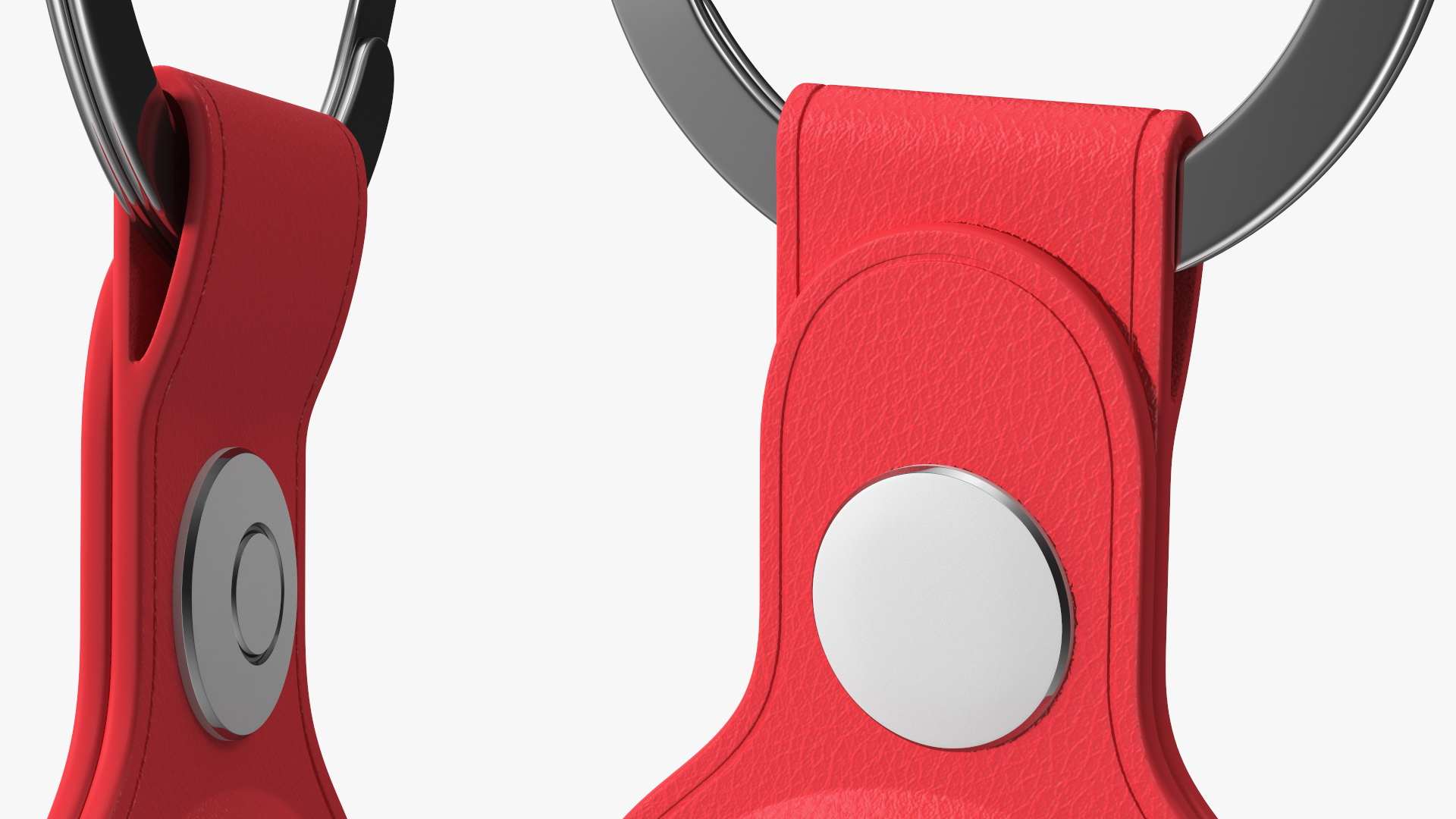 3D Apple AirTag Leather Key Ring Red model