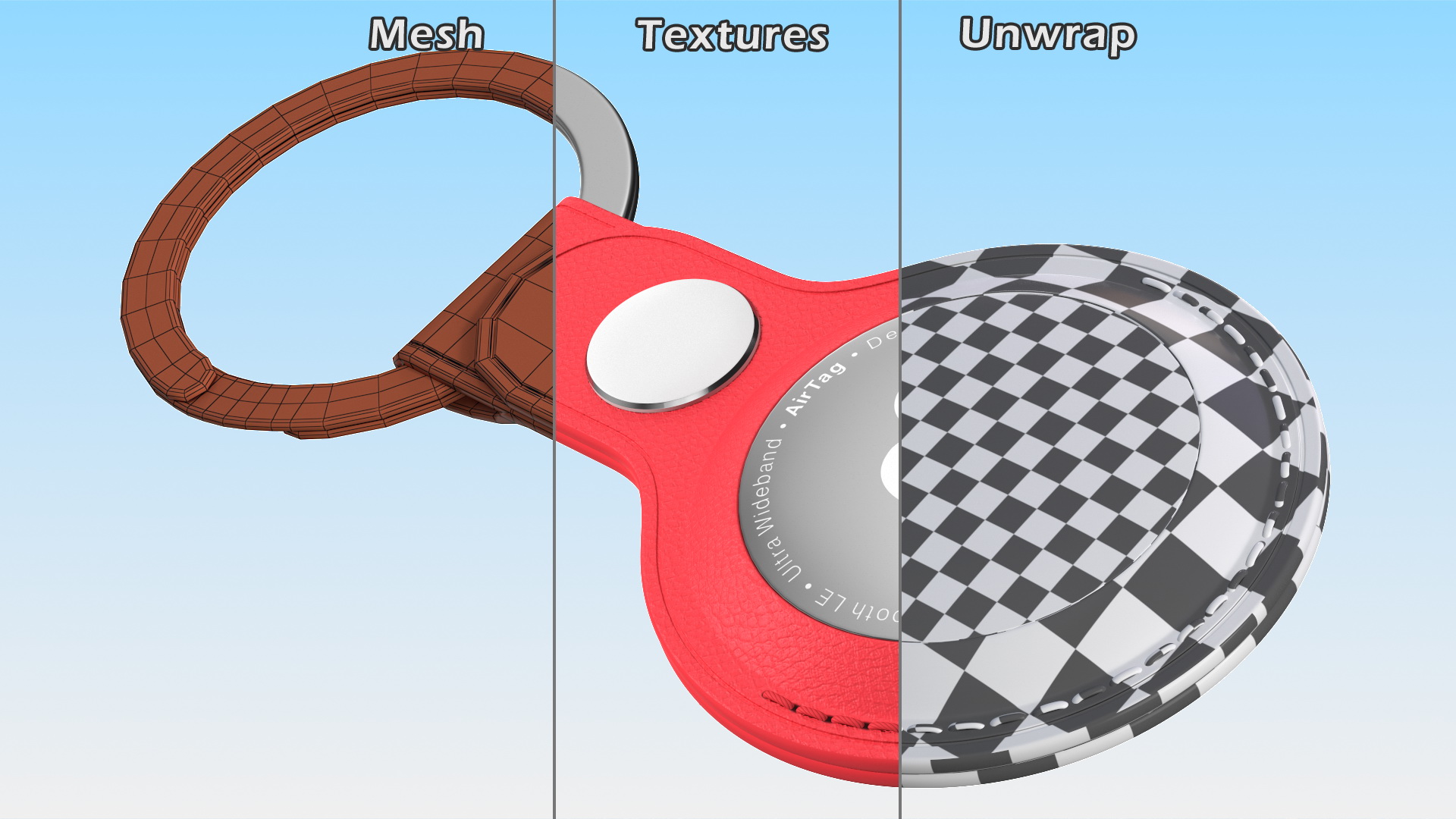 3D Apple AirTag Leather Key Ring Red model