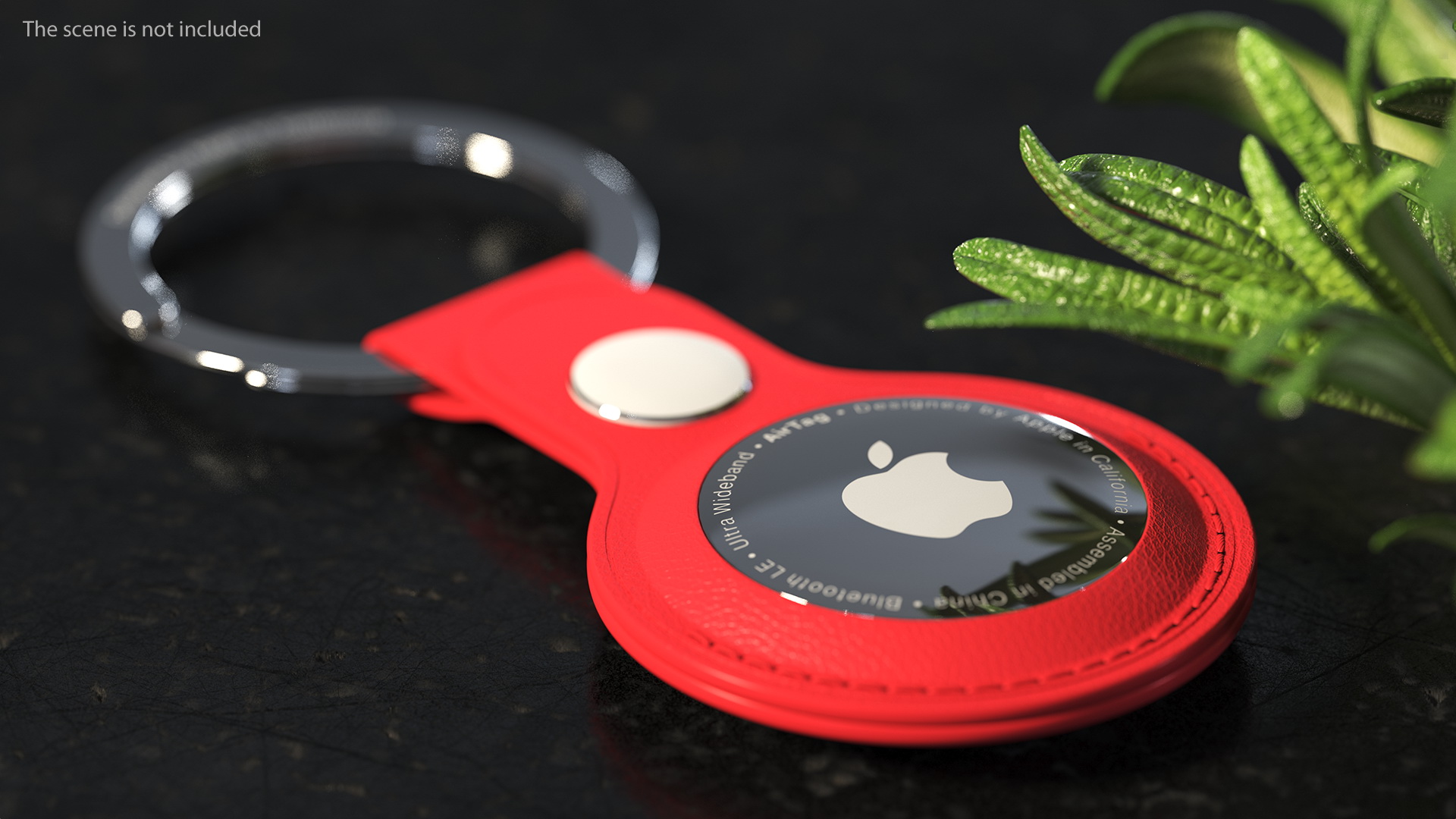 3D Apple AirTag Leather Key Ring Red model
