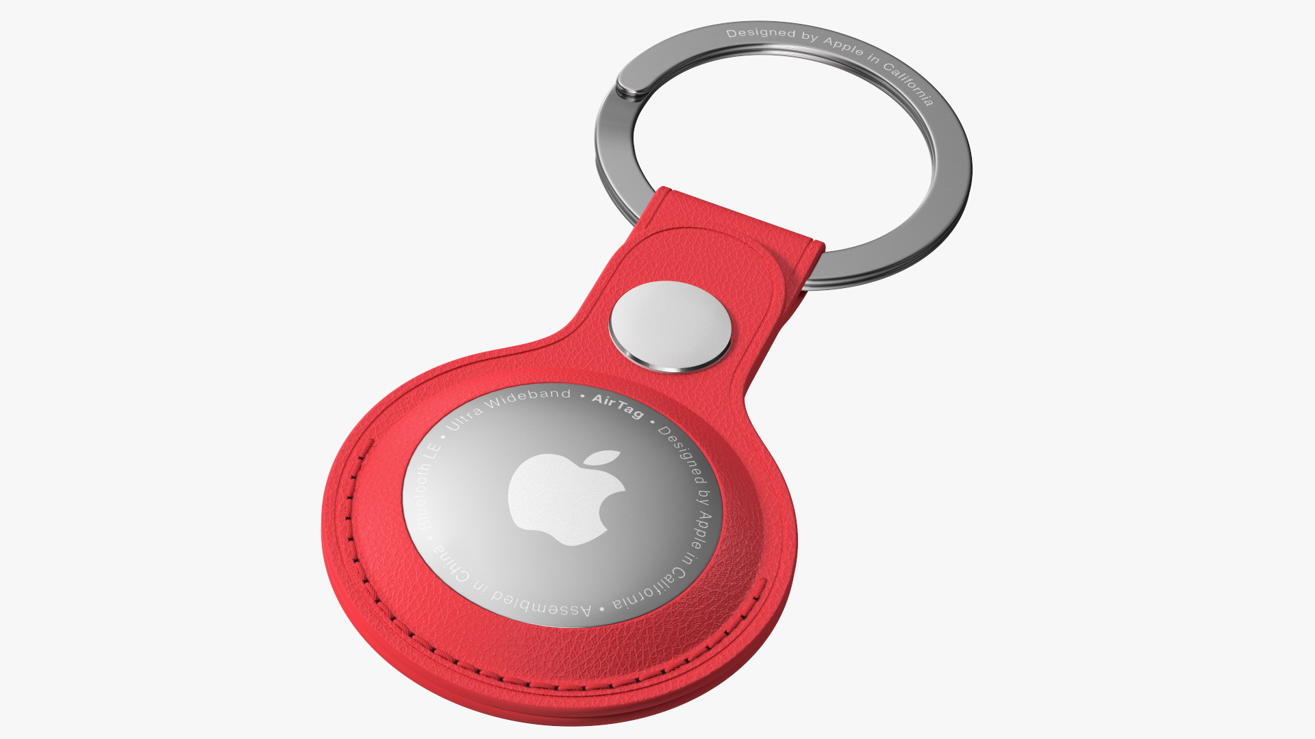 3D Apple AirTag Leather Key Ring Red model