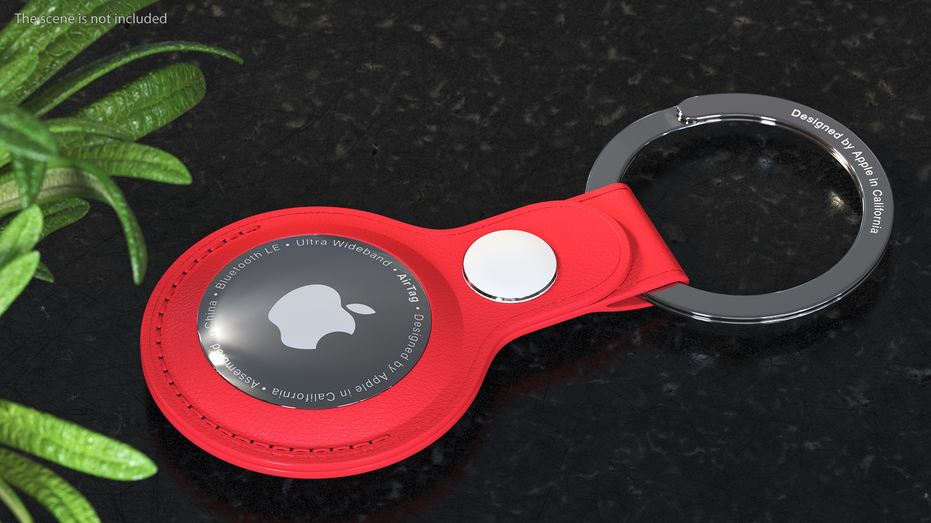 3D Apple AirTag Leather Key Ring Red model